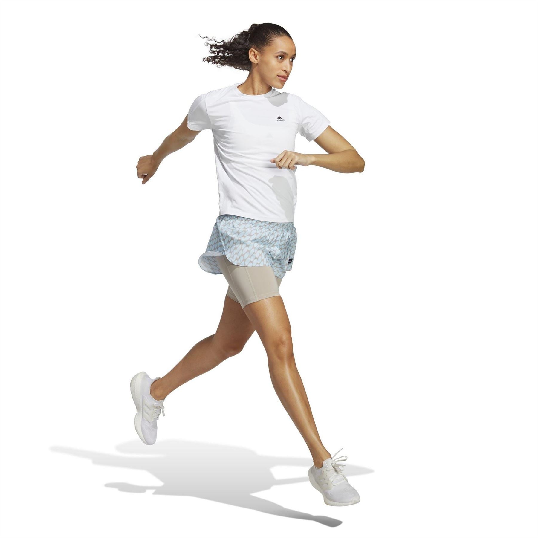 adidas Womens X Marimekko Run Icons Logo 2 In 1 Running Shorts