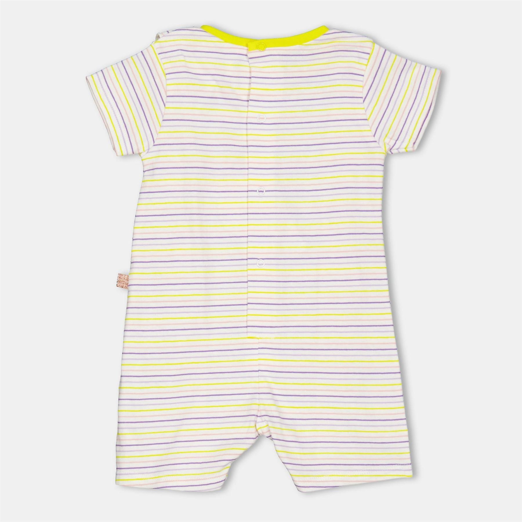 Carrement Beau Crew Neck Short Sleeve Stripe Patterned Playsuit
