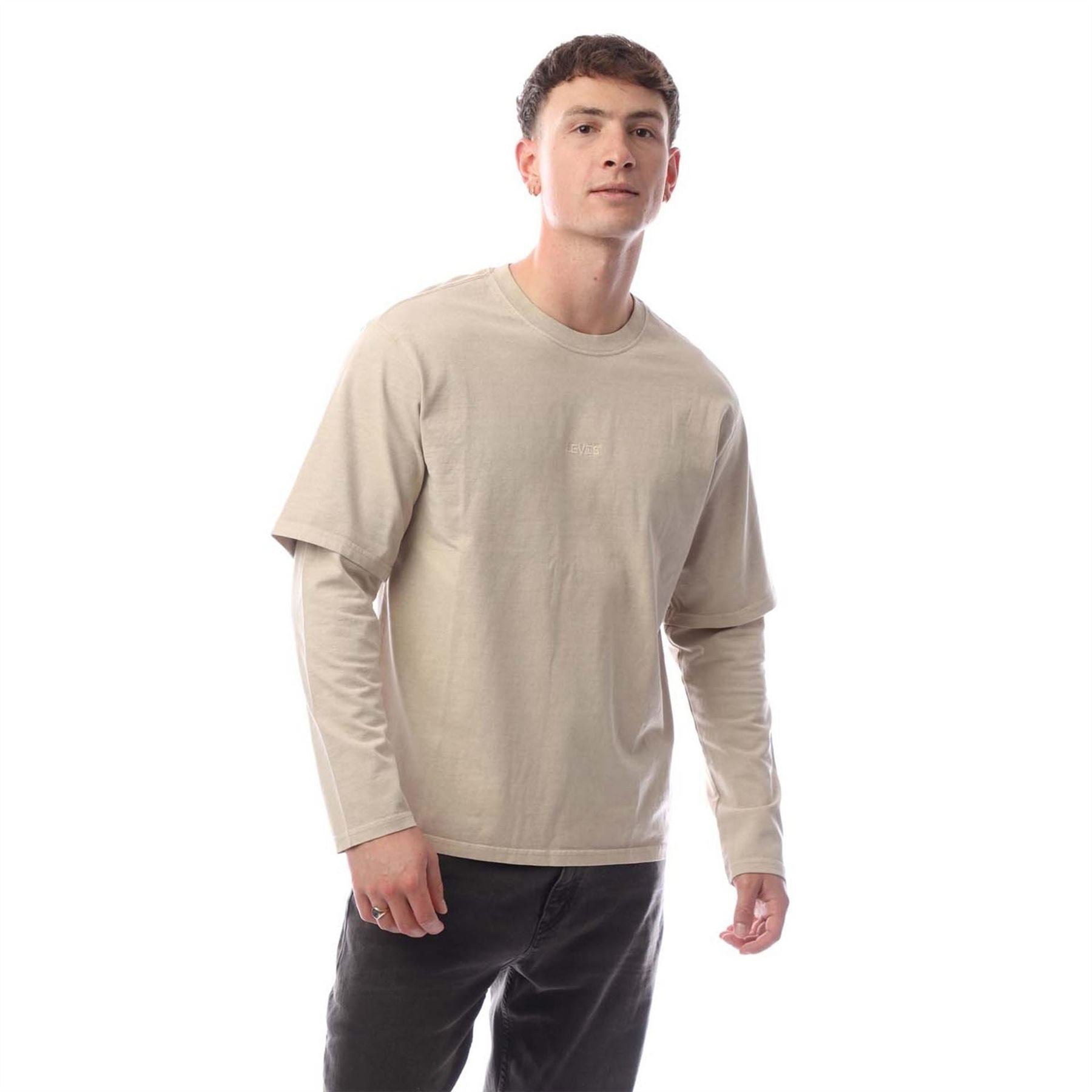 Levis Feather Embroidered Crew Neck Long Sleeve Jersey T-Shirt