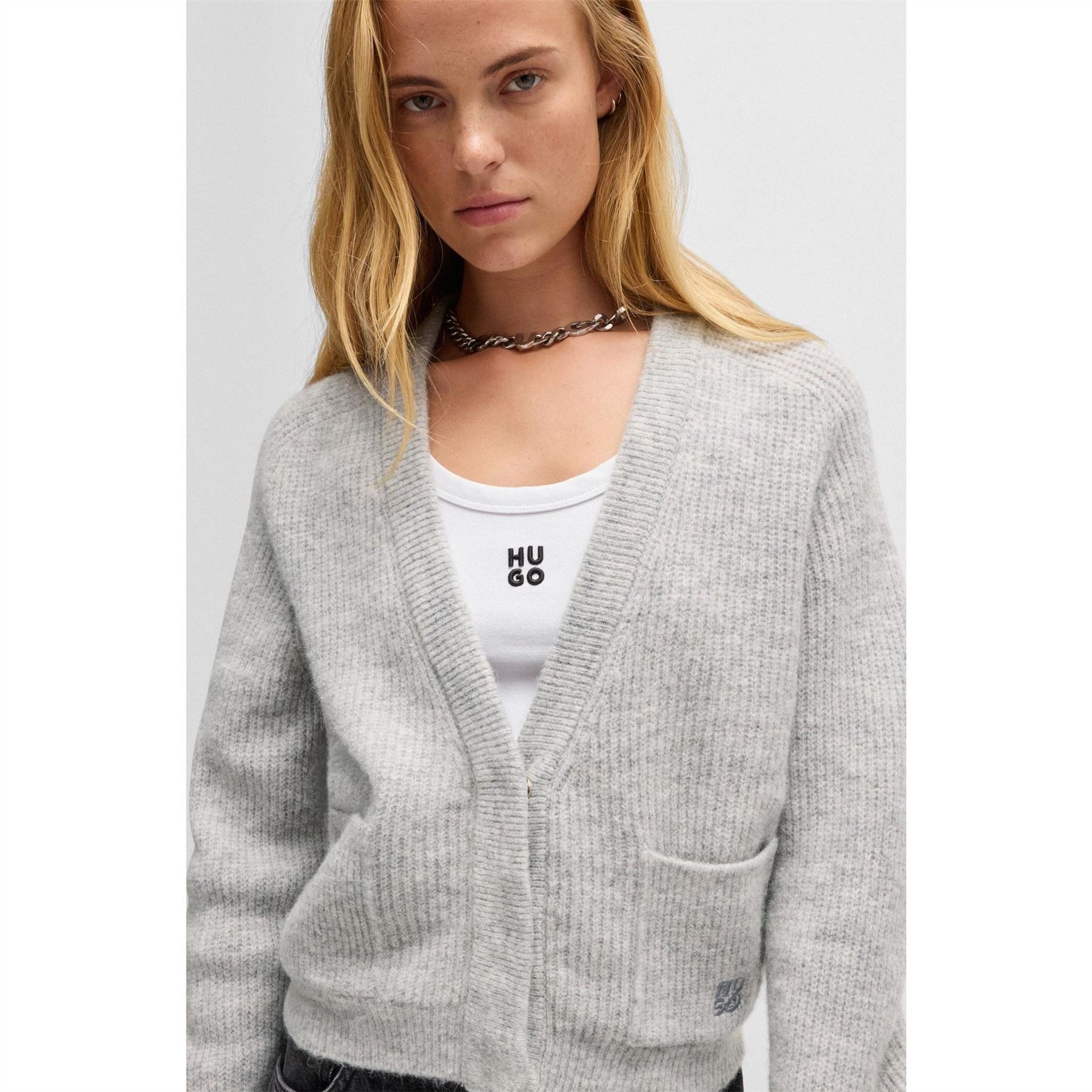 Hugo V-Neck Relaxed Fit Long Sleeve Sweater