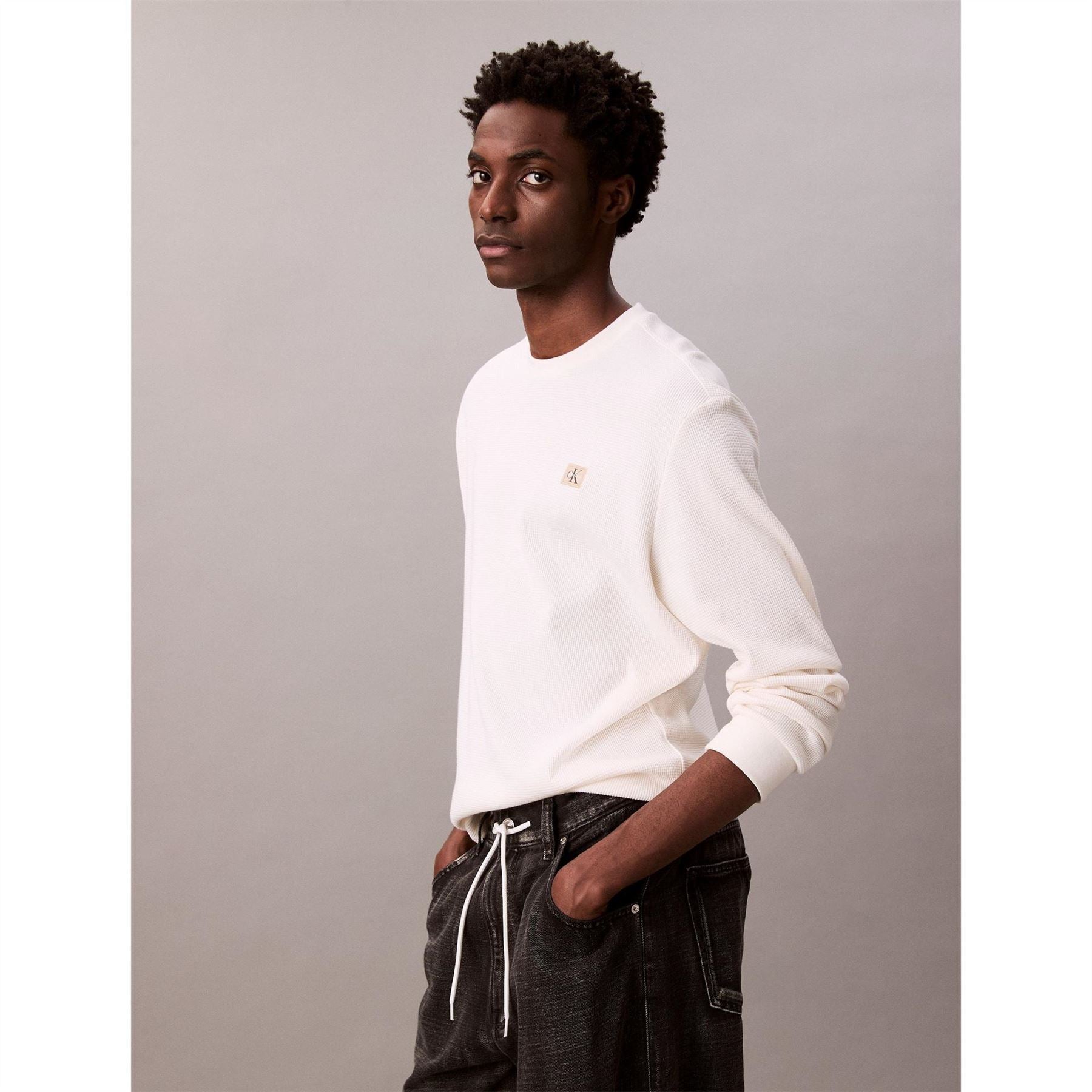 Calvin Klein Jeans Waffle Long Sleeve Crew Neck T-Shirt
