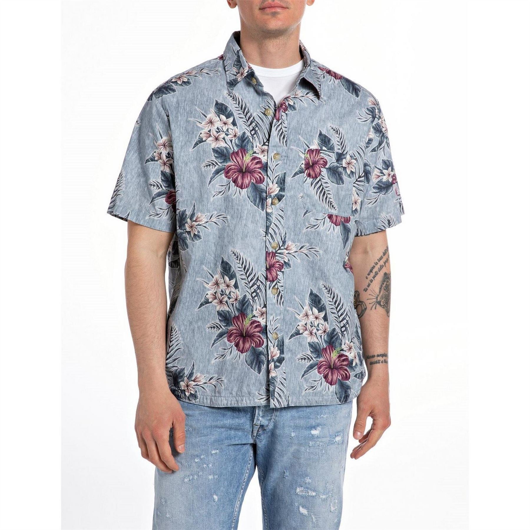Replay Floral Print Short Sleeve Patterned Shirt