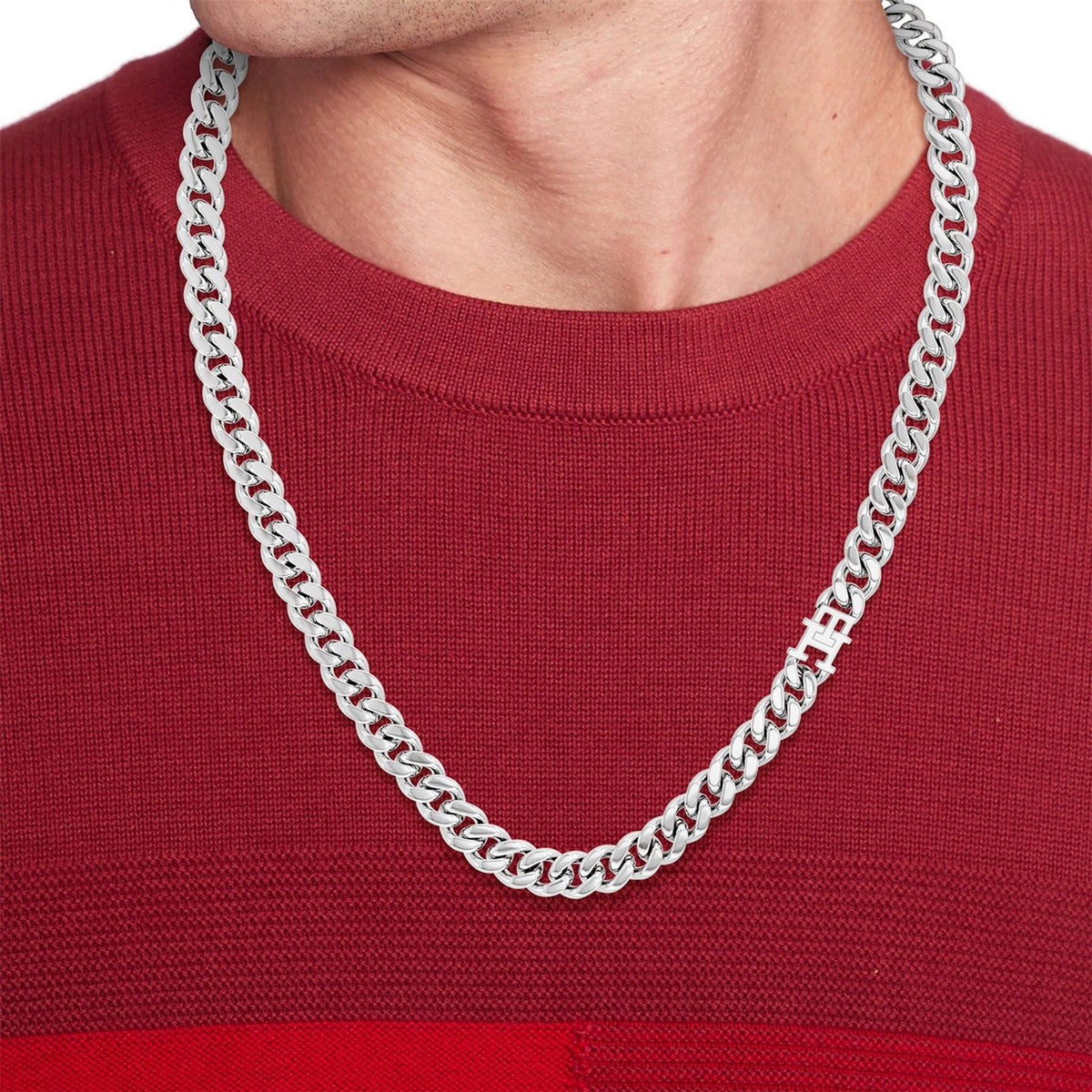 Tommy Hilfiger Hilfiger Men’s Th85 Stainless Steel Curb Chain Necklace