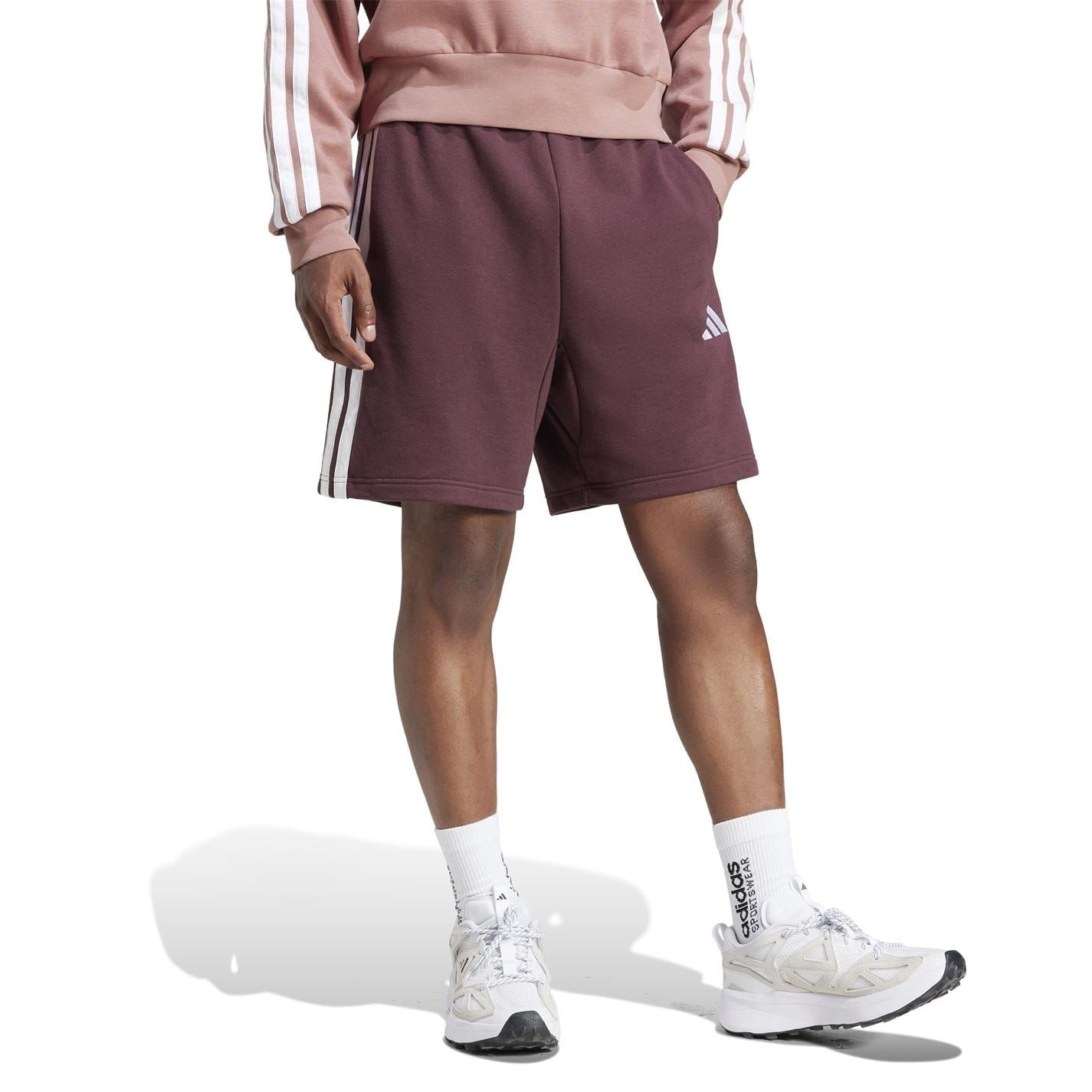 adidas Mens Essentials 3 Stripe Fleece Shorts