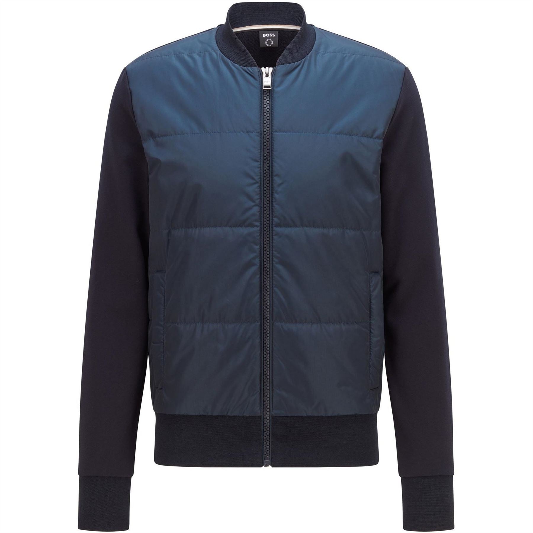 Boss Skiles  Black Quilted Cotton Long Sleeve Hybrid Jacket