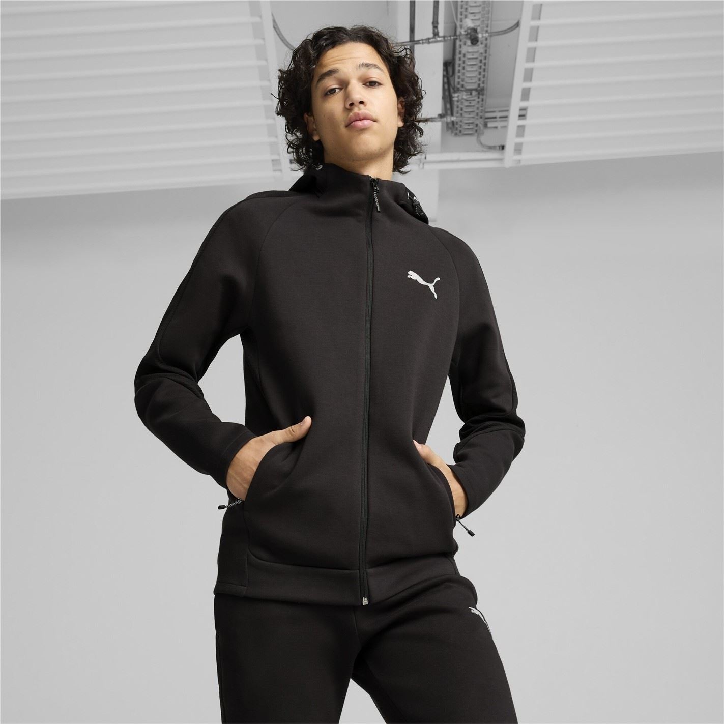 Puma Full Zip Hooded Hip Length Relaxed Fit Top