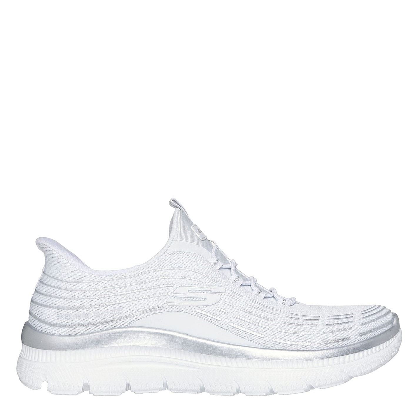 Skechers Womens Mesh Bungee Glitter 3d Print Integr Slip On Trainers