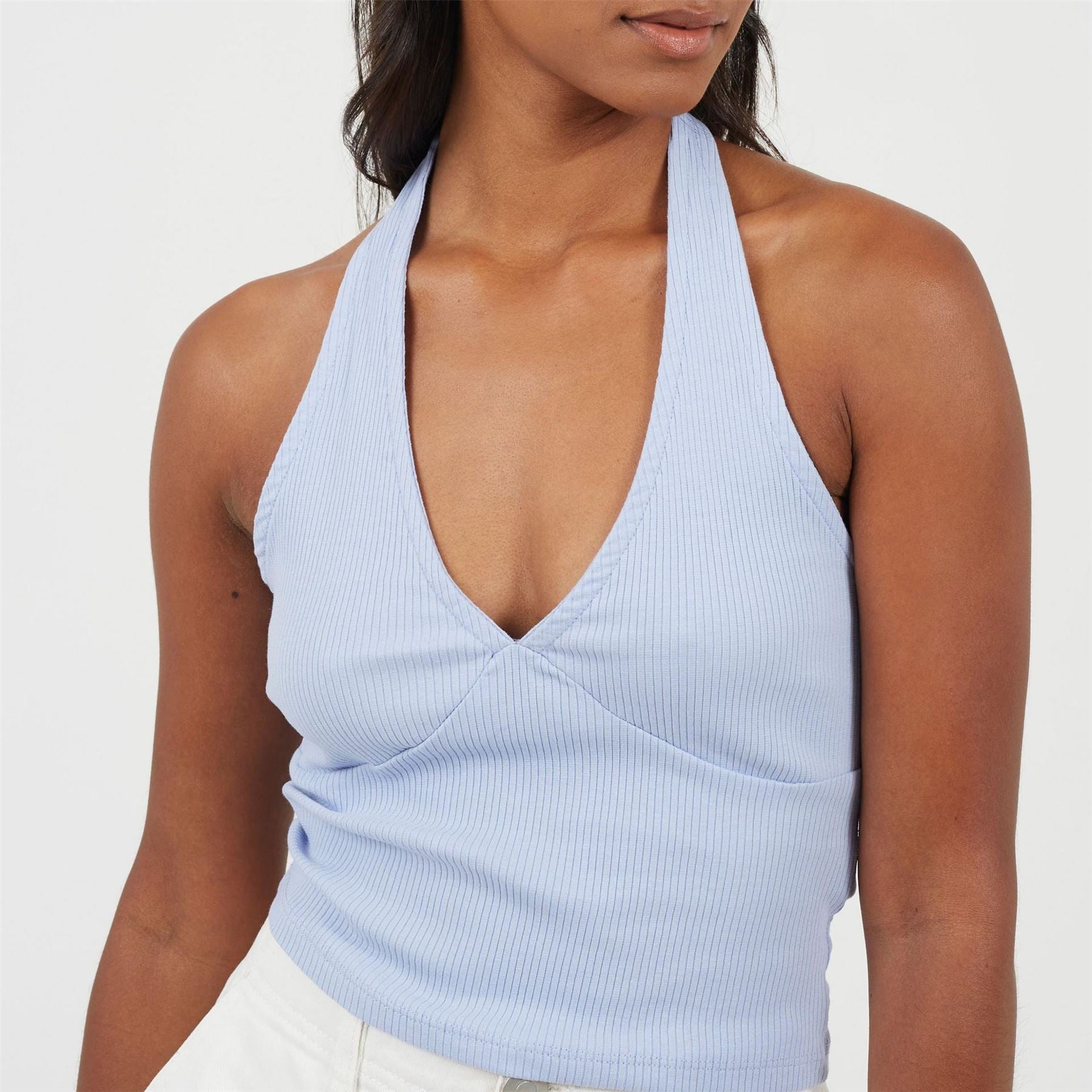 Brave Soul Halter Neck Sleeveless Cropped Vest