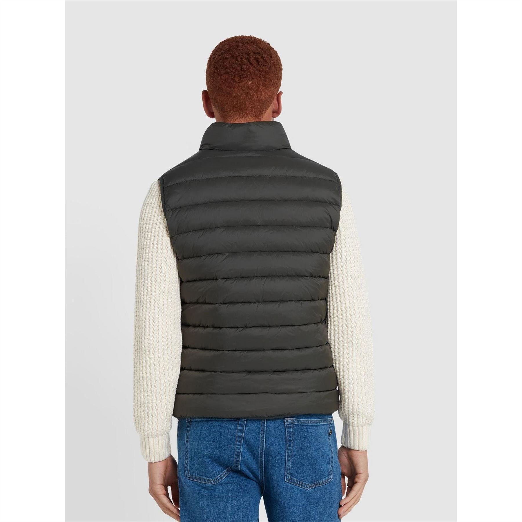 Farah Joel Solid Patterned Full Zip Quilted Gilet