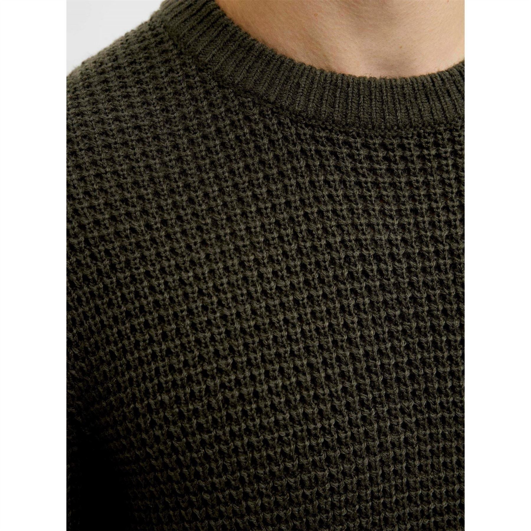 Jack and Jones Crew Neck Ribbed Collar Long Sleeve Sweater