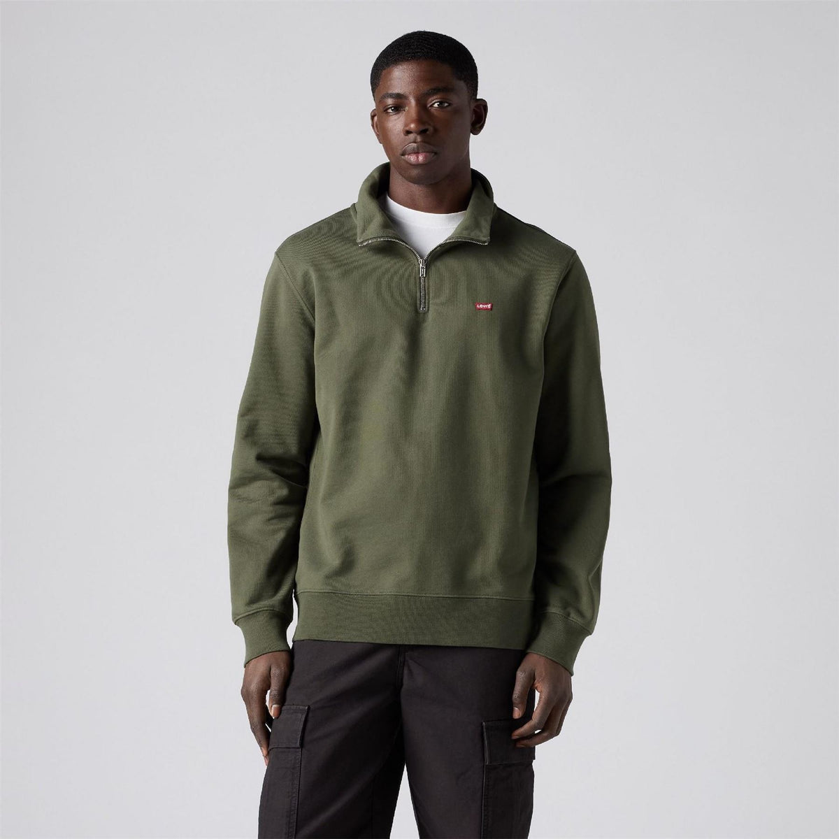 Levis Housemark Zip Neck High Collar Long Sleeve Sweatshirt