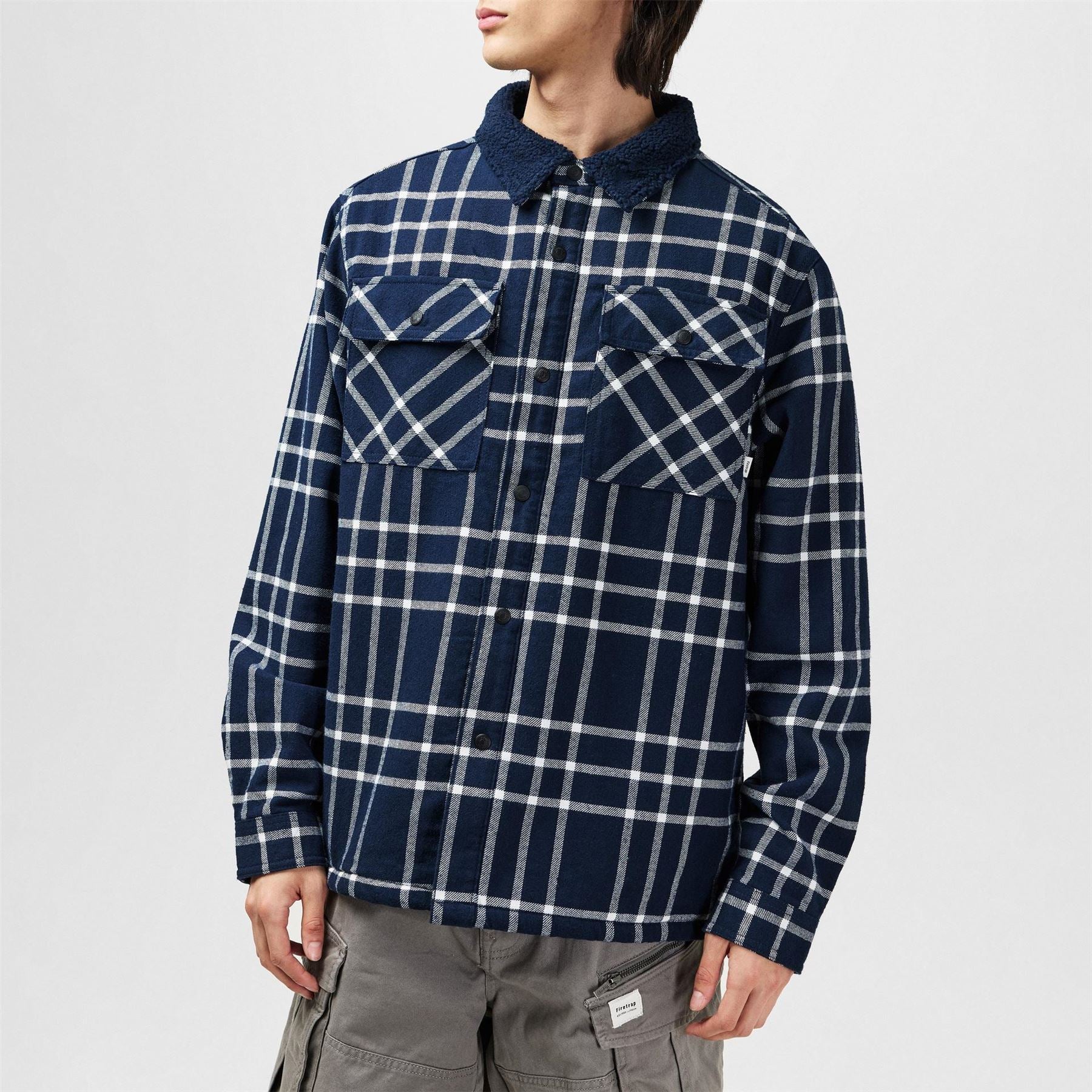 Firetrap Mens Borg Check Overshirt