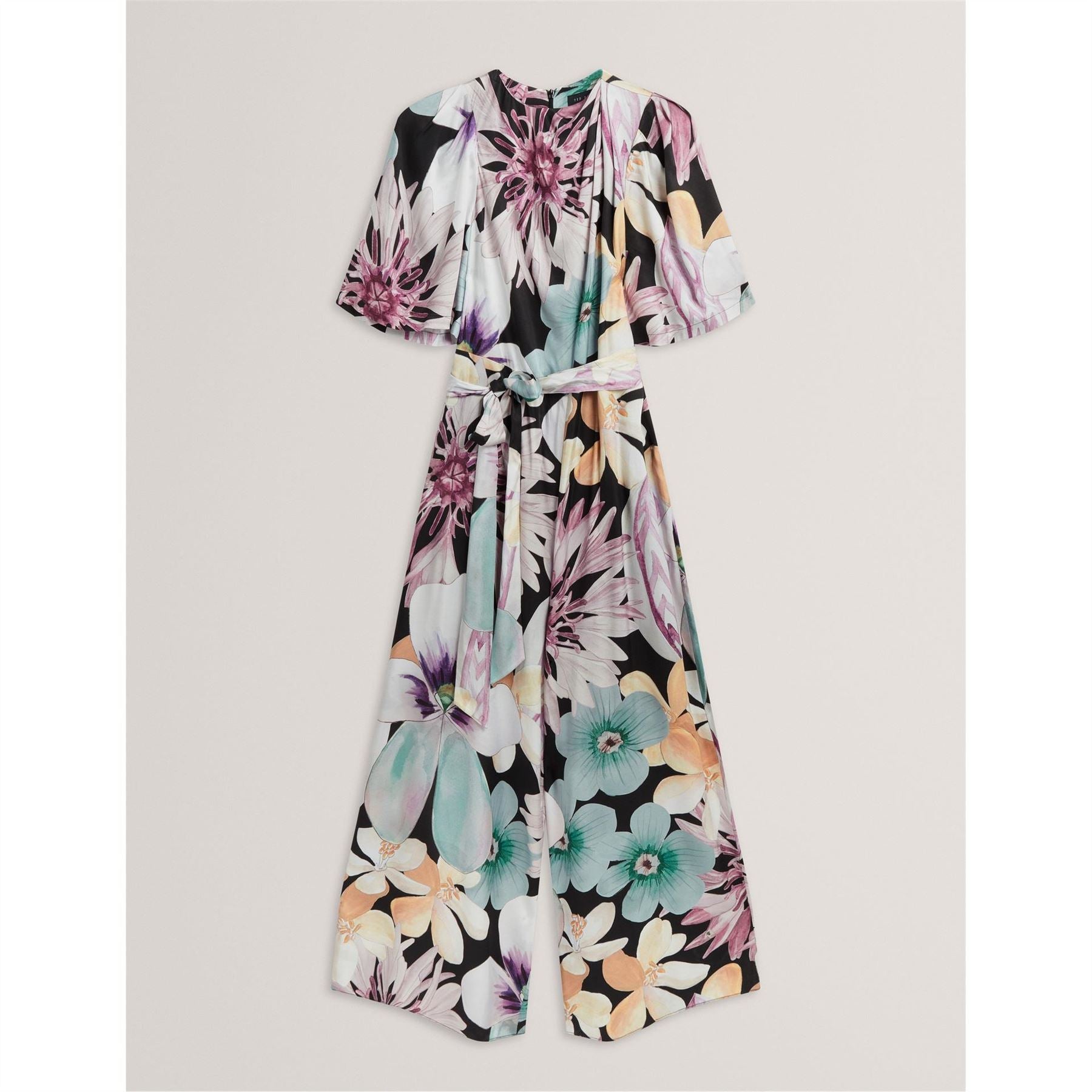 Ted Baker Crew Neck Short Sleeve Floral Patterned Palazzo Jumpsuit