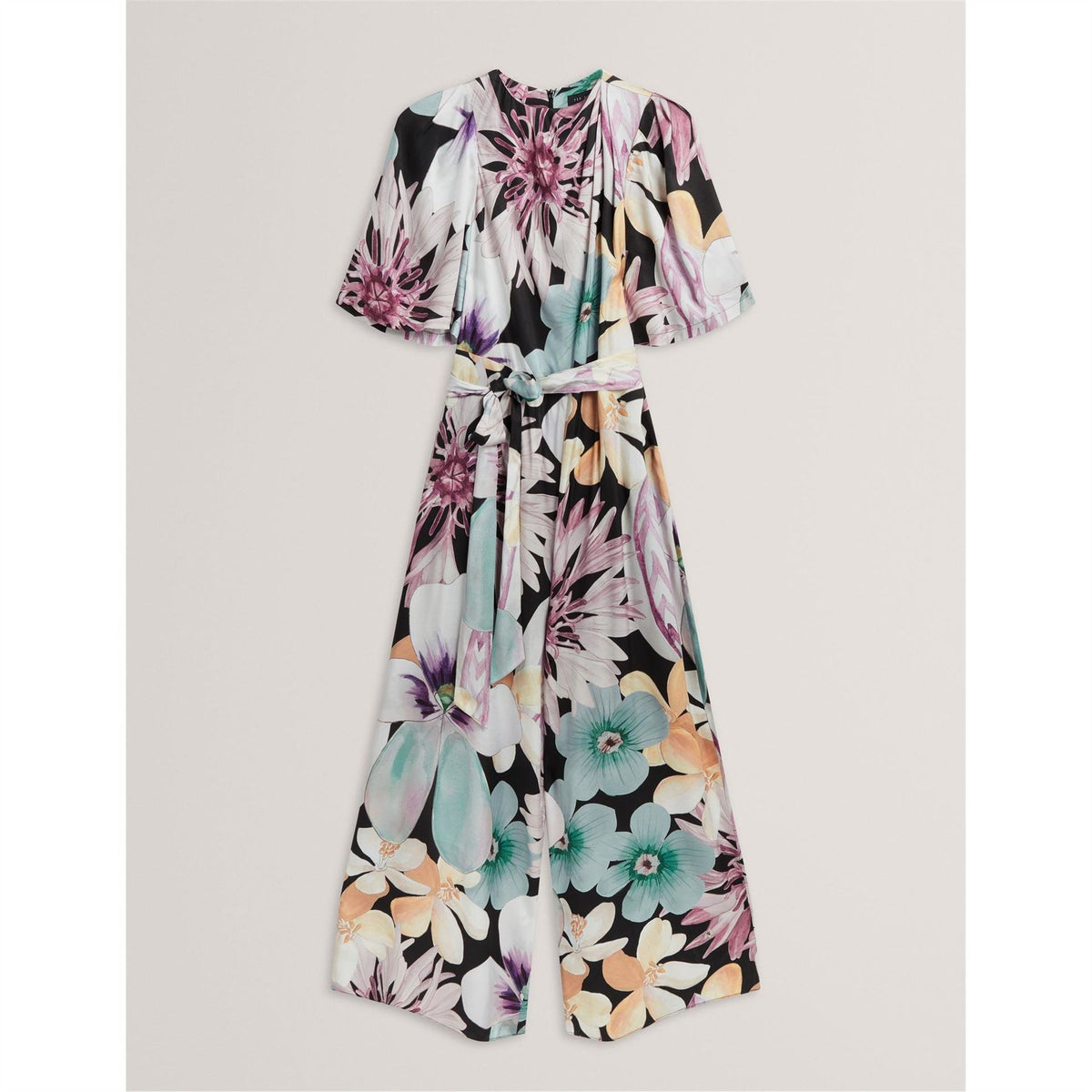 Ted Baker Crew Neck Short Sleeve Floral Patterned Palazzo Jumpsuit