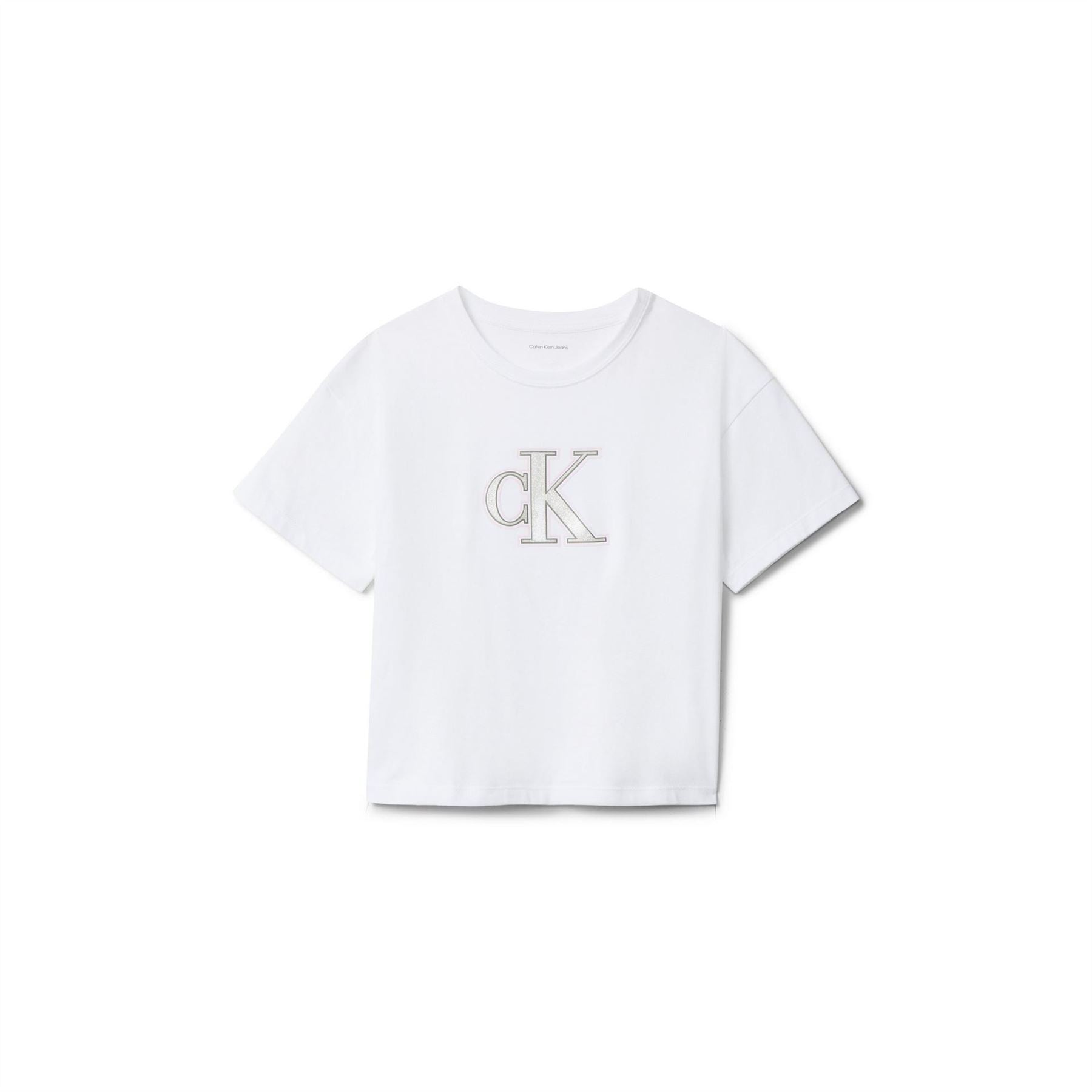 Calvin Klein Jeans Big Logo Print Cropped Crew Neck T-Shirt