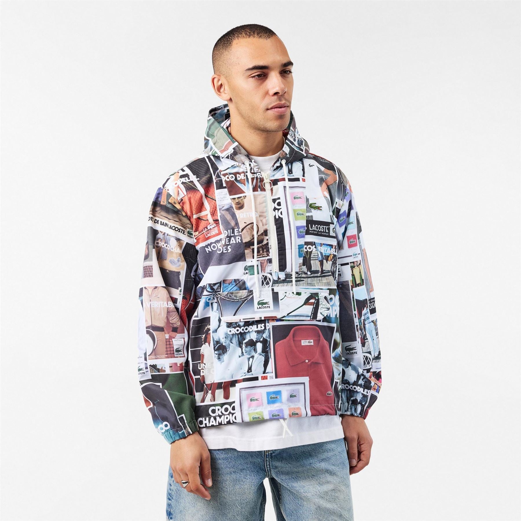 Lacoste Hooded Relaxed Fit Rain Jacket with Logo