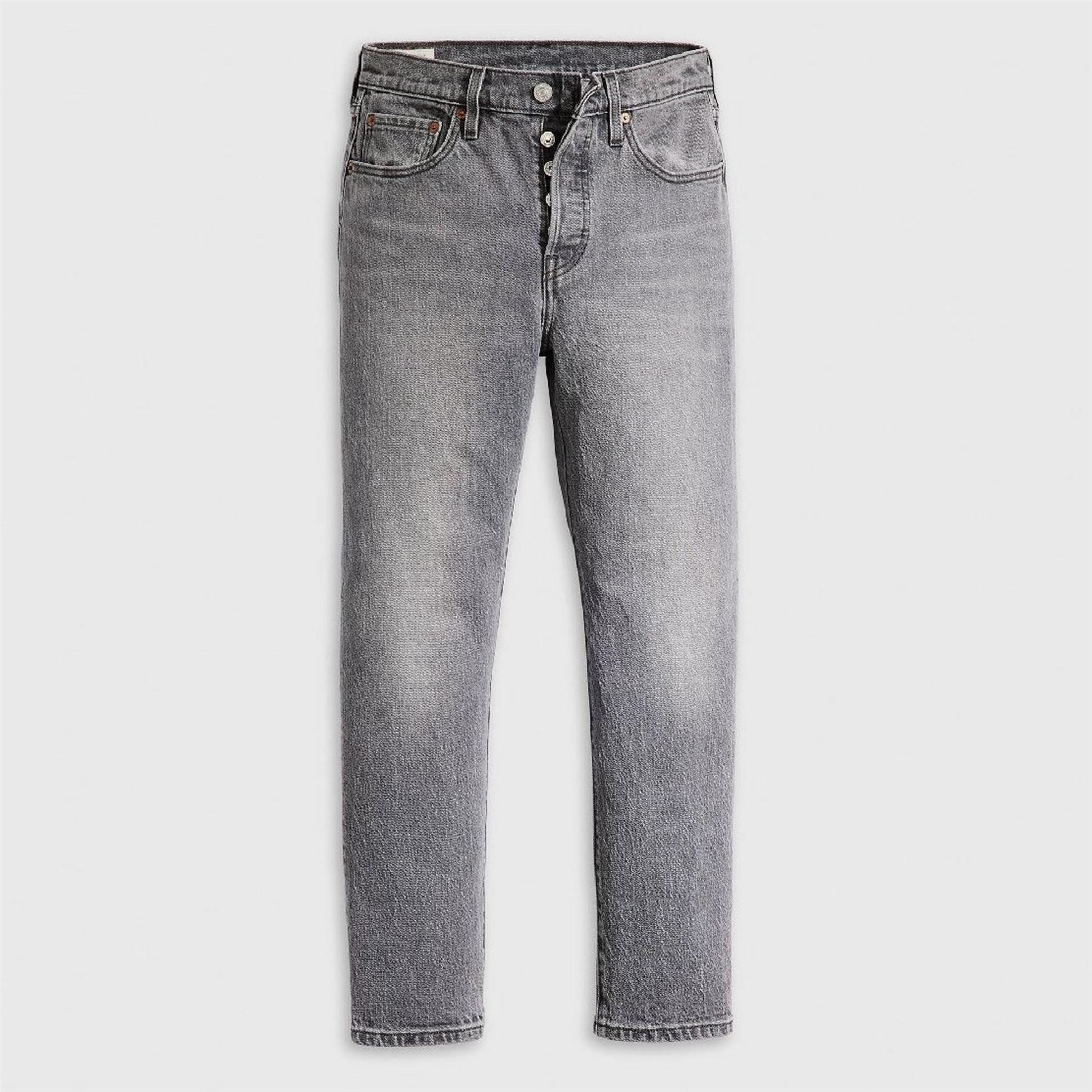 Levis 501 Cropped Mid Rise Cotton Straight Leg Jeans