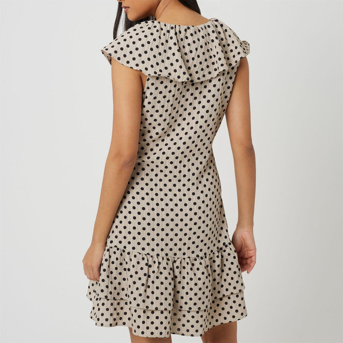 Brave Soul Womens Mini Polka Dot Dress With Frill Detail