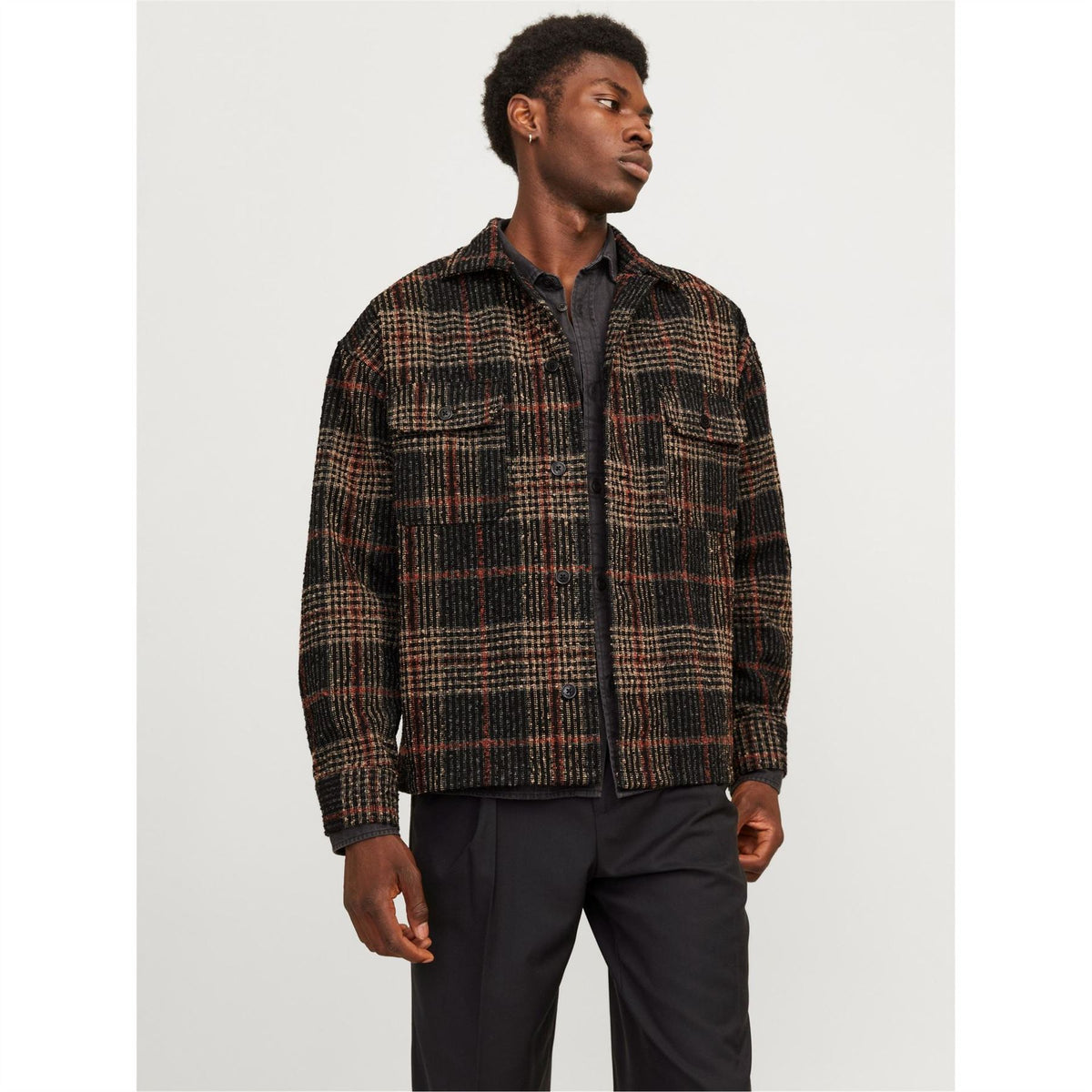 Jack and Jones Boucle Regular Fit Long Sleeve Cuff Sleeve Front Pocket Shirt