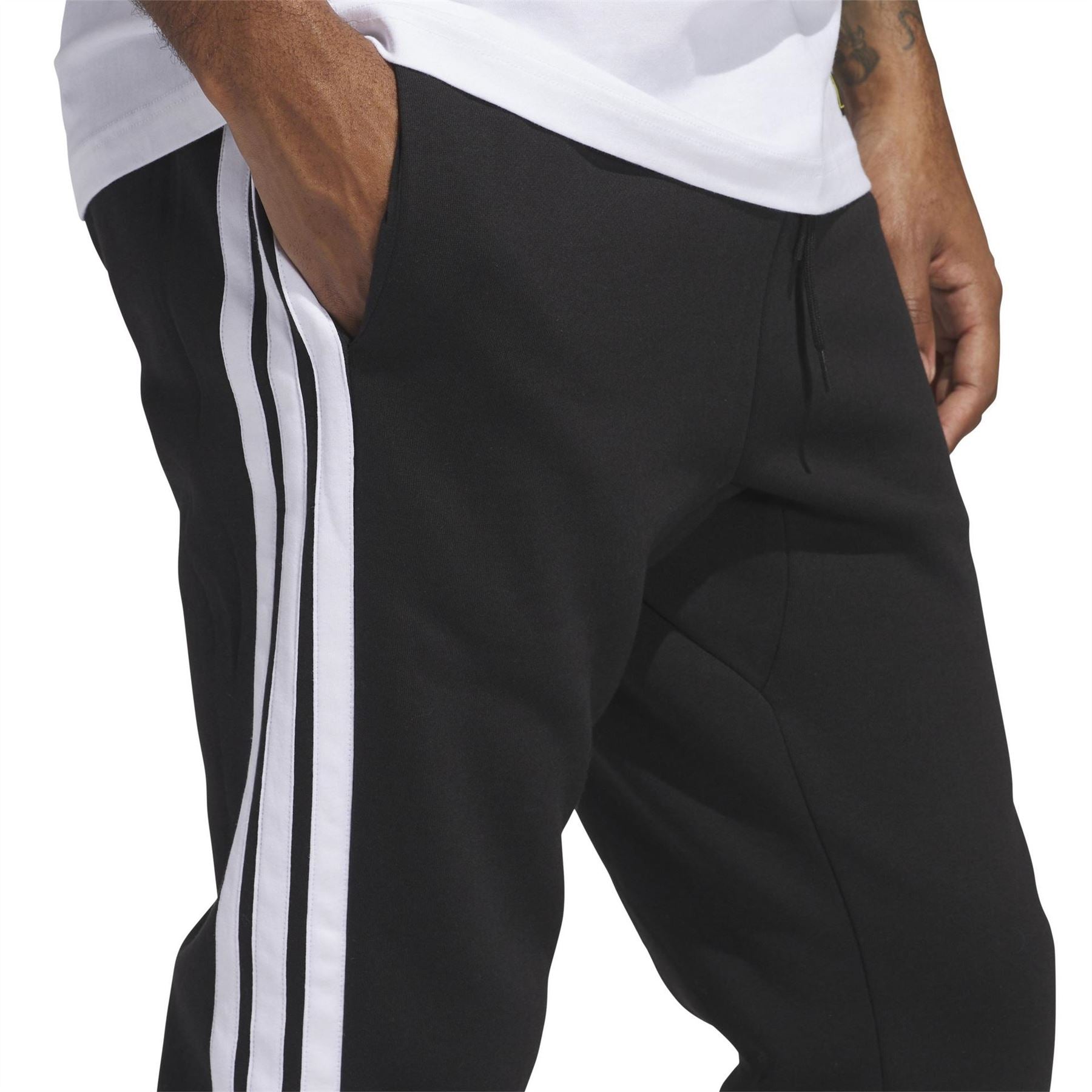 adidas Fleece Tapered Cuff 3 Stripes Joggers M