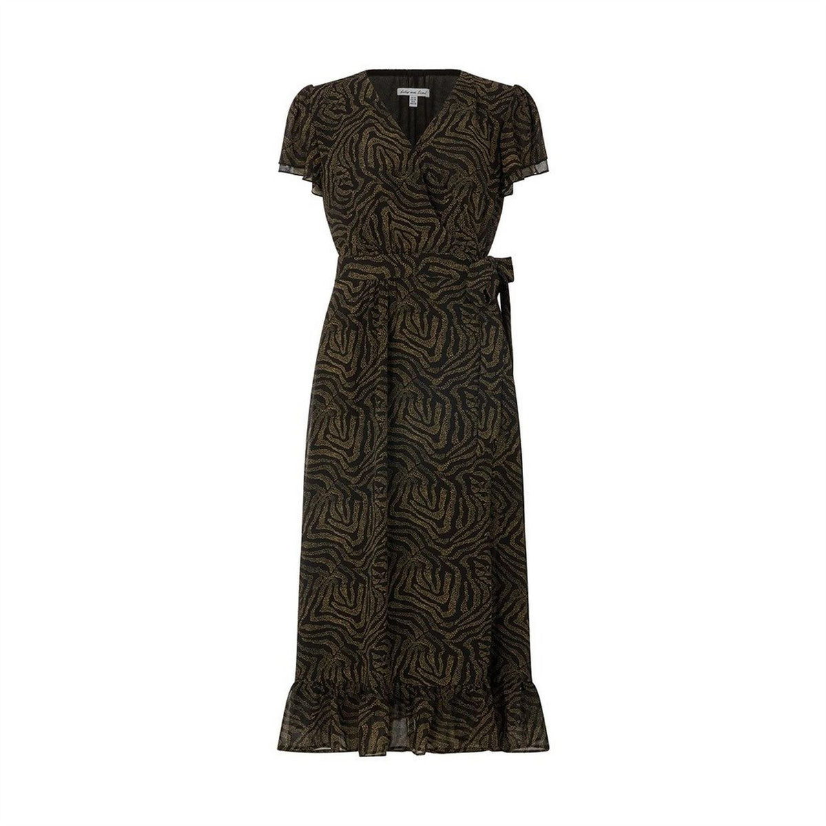 Lily and Lionel And Lionel Devina Ruffle Detail Zebra Print Maxi Dress In Black