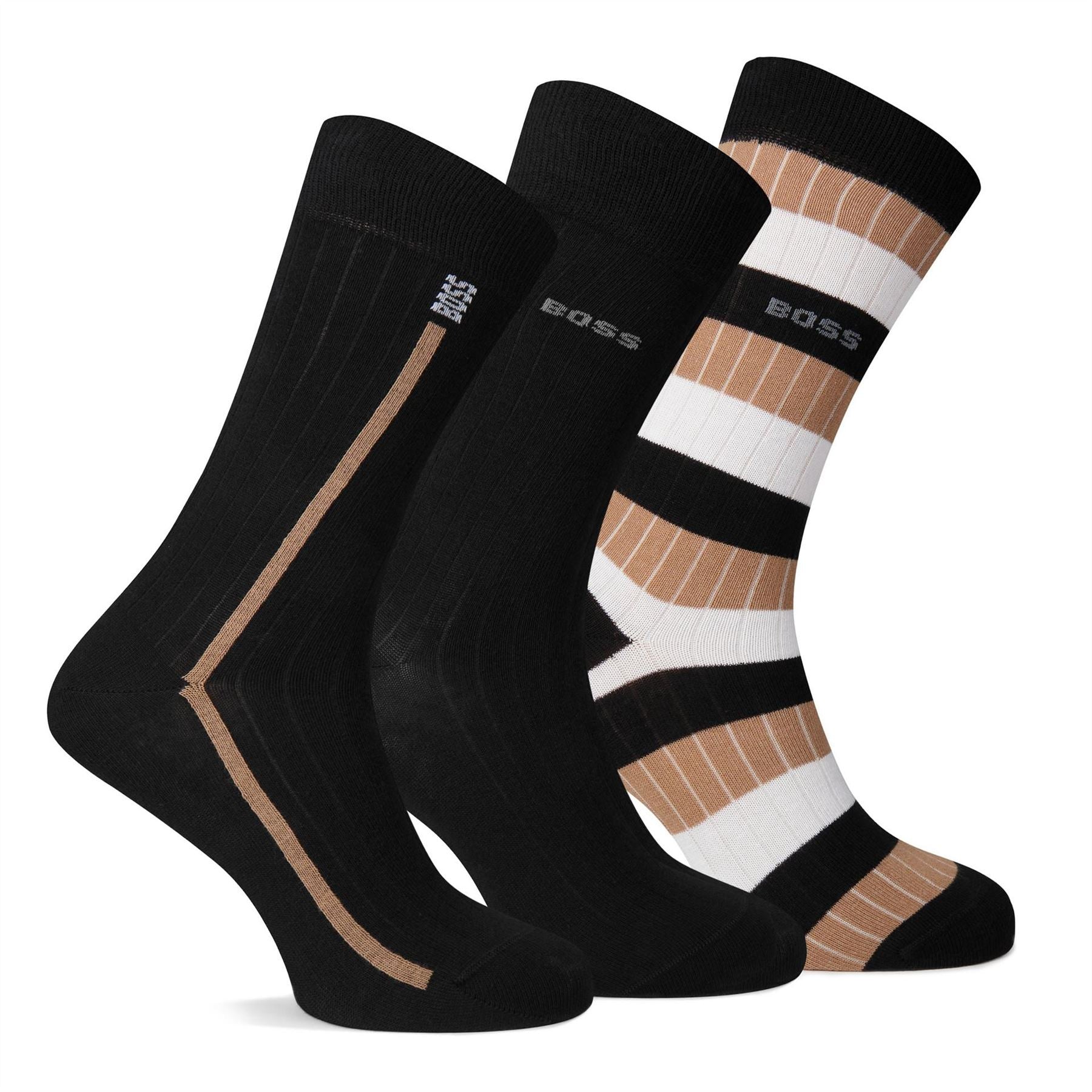 Boss 3 Pack Fine Rib Crew Socks