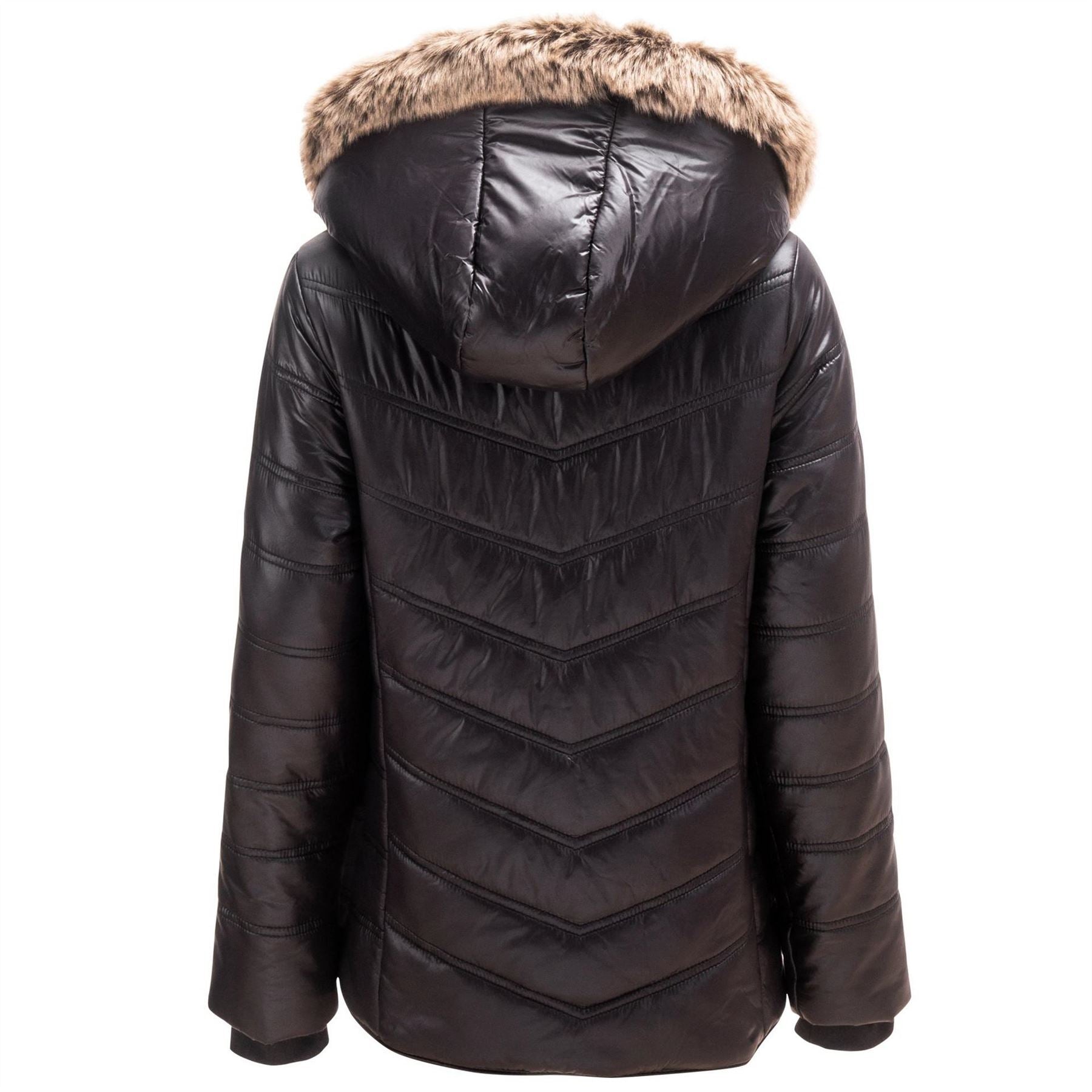 Firetrap Junior Girls Luxe Bubble Jacket With Fur Trimmed Hood