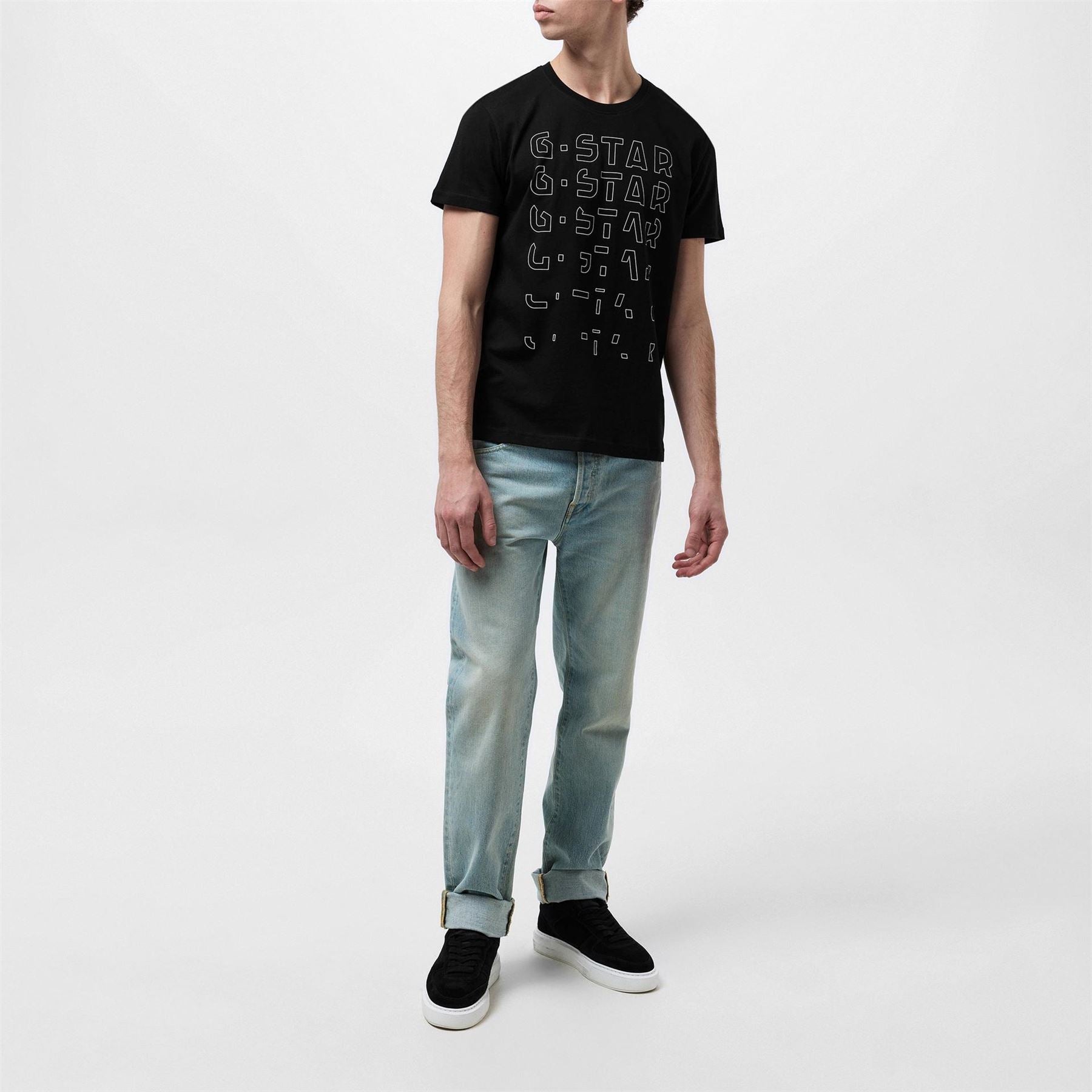 G Star Regular Fit Lettering Crew Neck T-Shirt