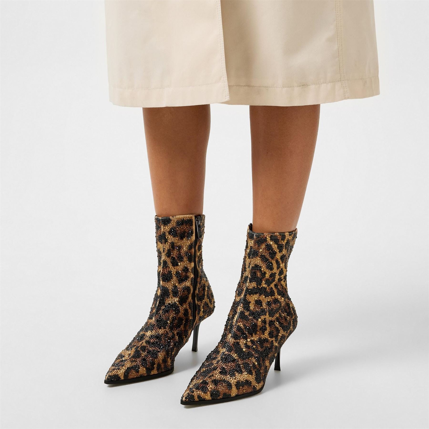 Steve Madden Leopard Patterned Ankle Stiletto Heel Boots