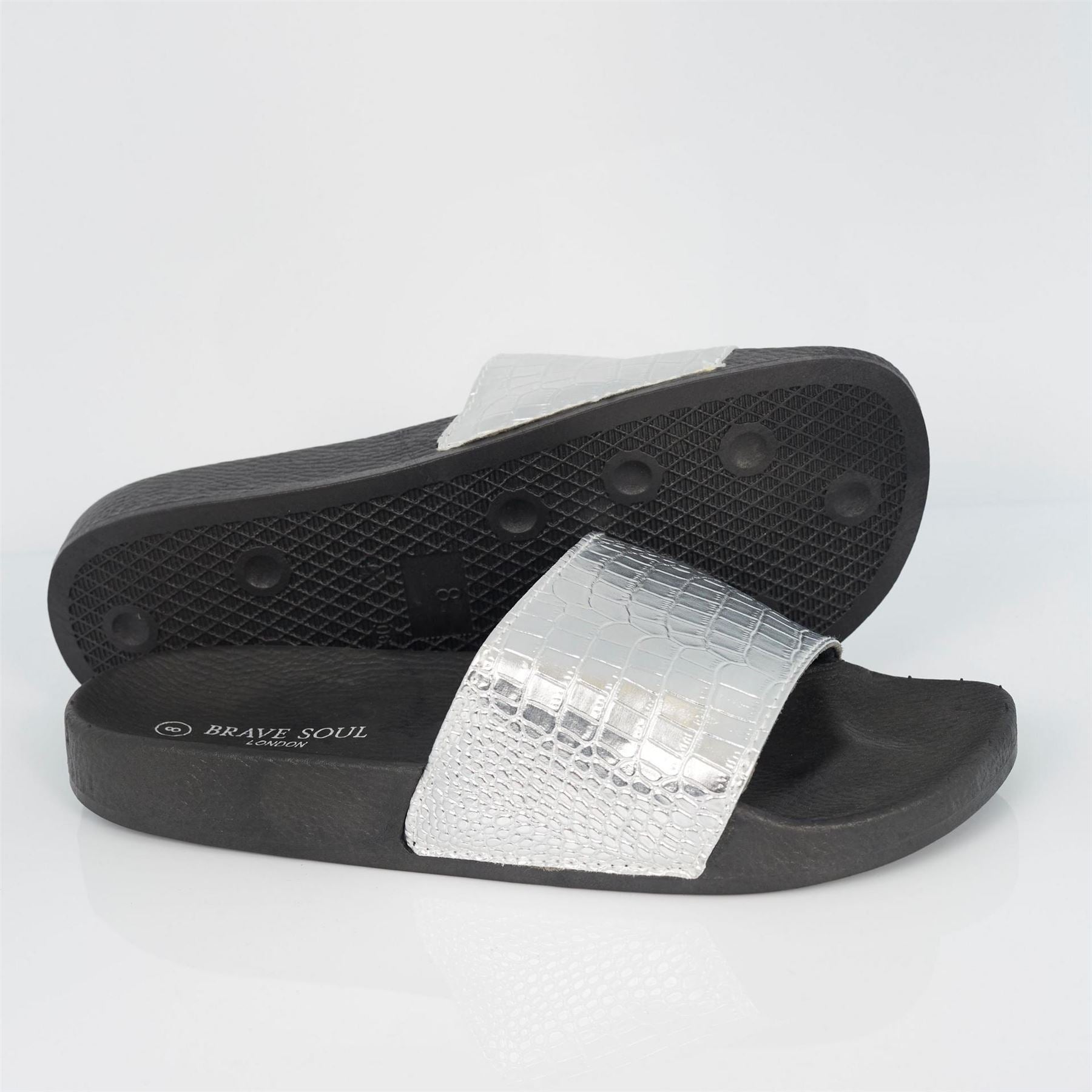 Brave Soul Mens Metallic Crocodile Strap Slider
