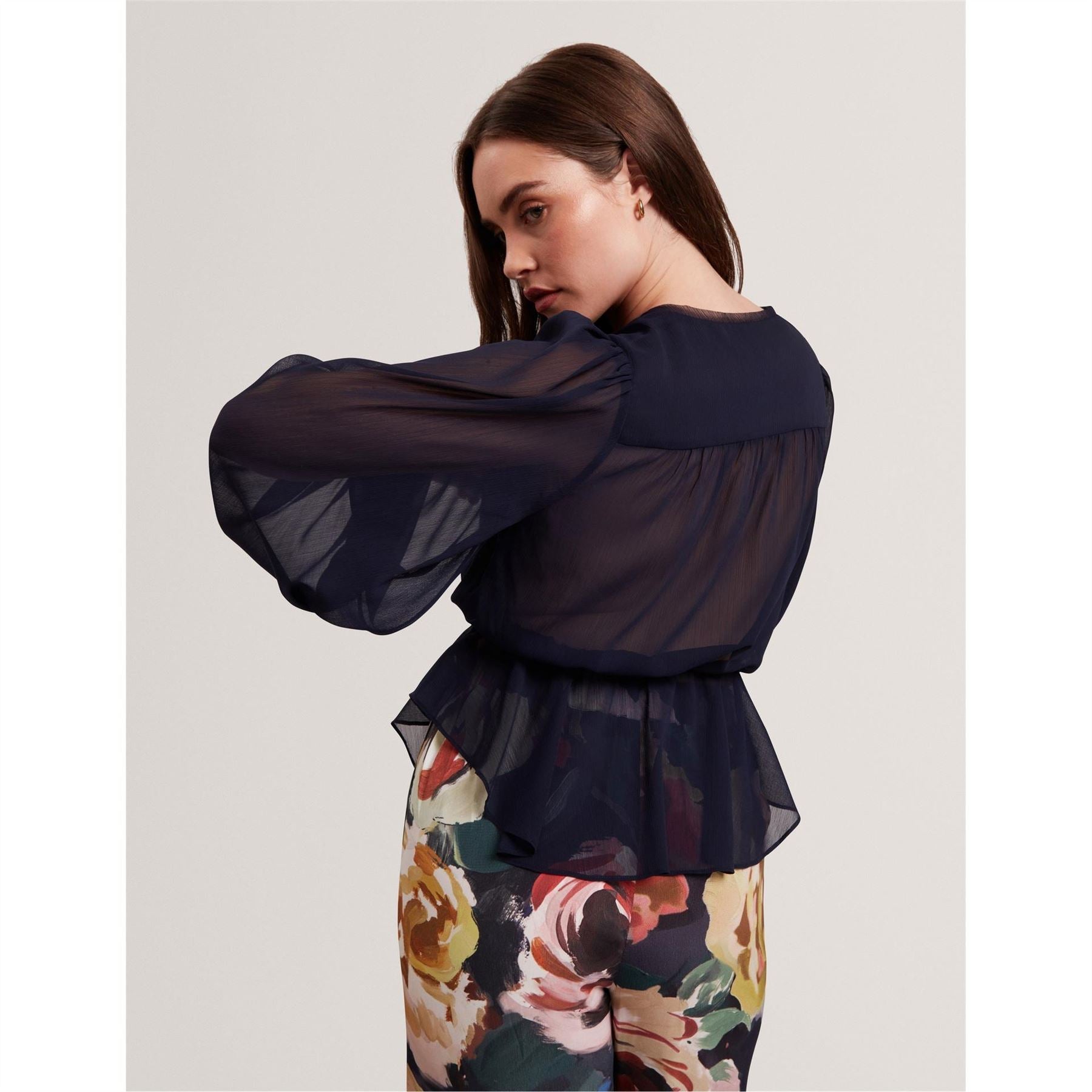 Ted Baker V-Neck Bishop Sleeve Long Sleeve Blouse