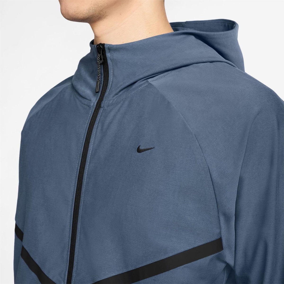 Nike Tech Solid Patterned Hooded Windbreaker with Woven Cuff