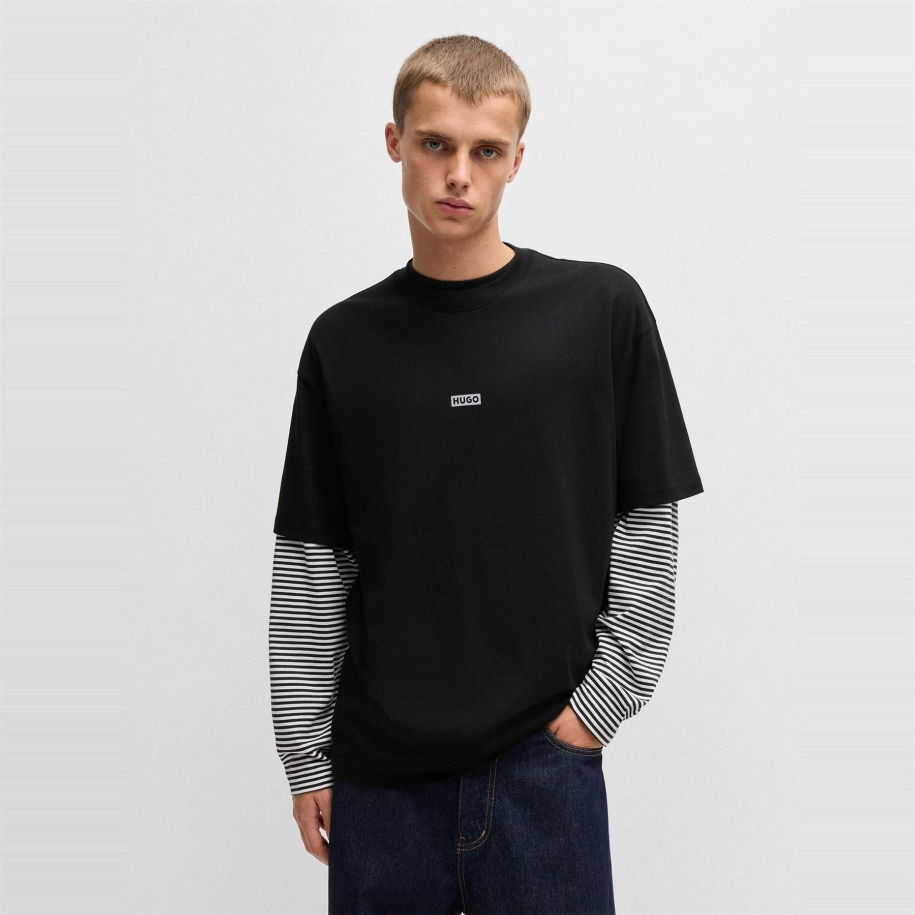 Hugo HUGO Printed Logo Back T Shirt with MCMXCIII text   Regular Fit