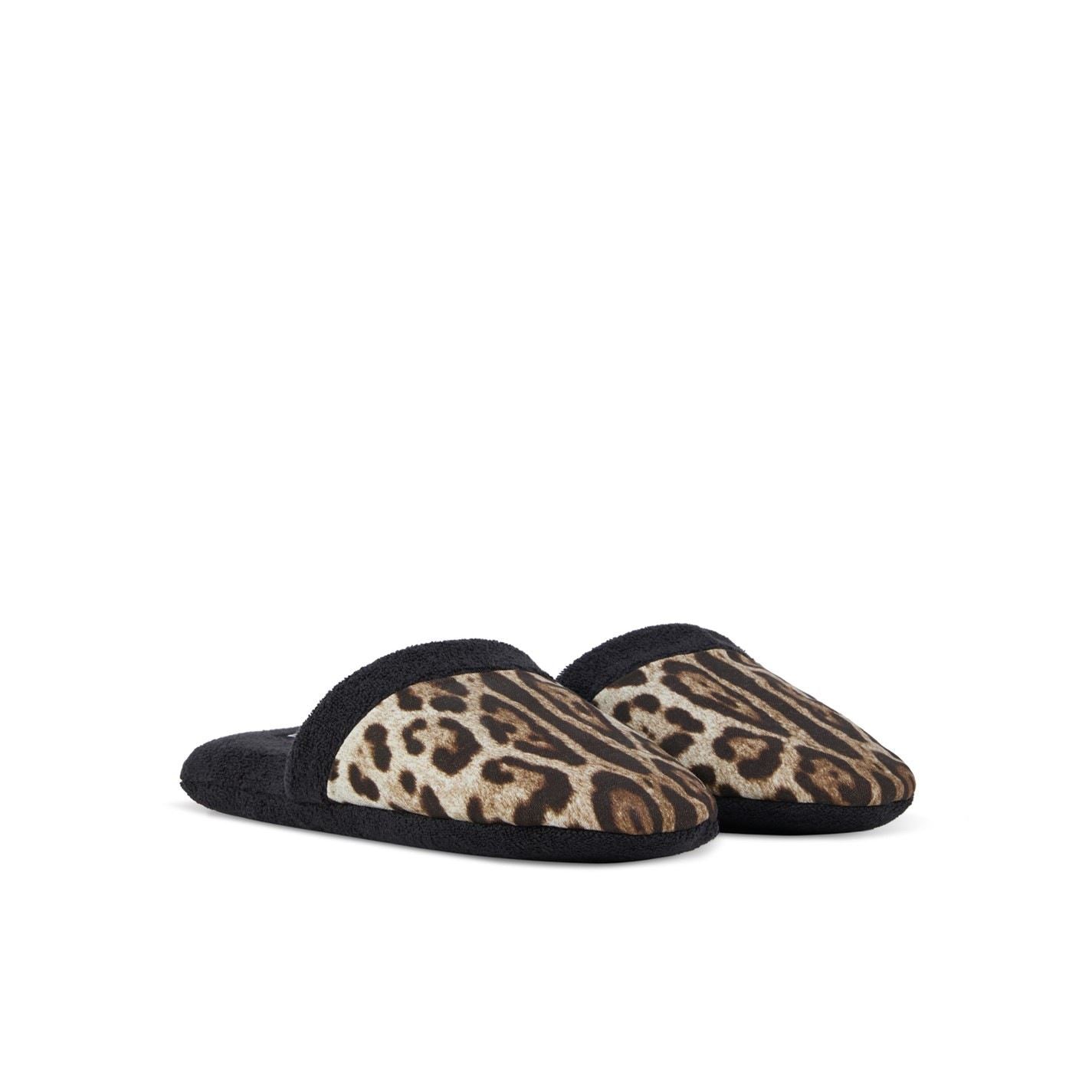 Dolce and Gabbana Casa Leopard Slippers   Black