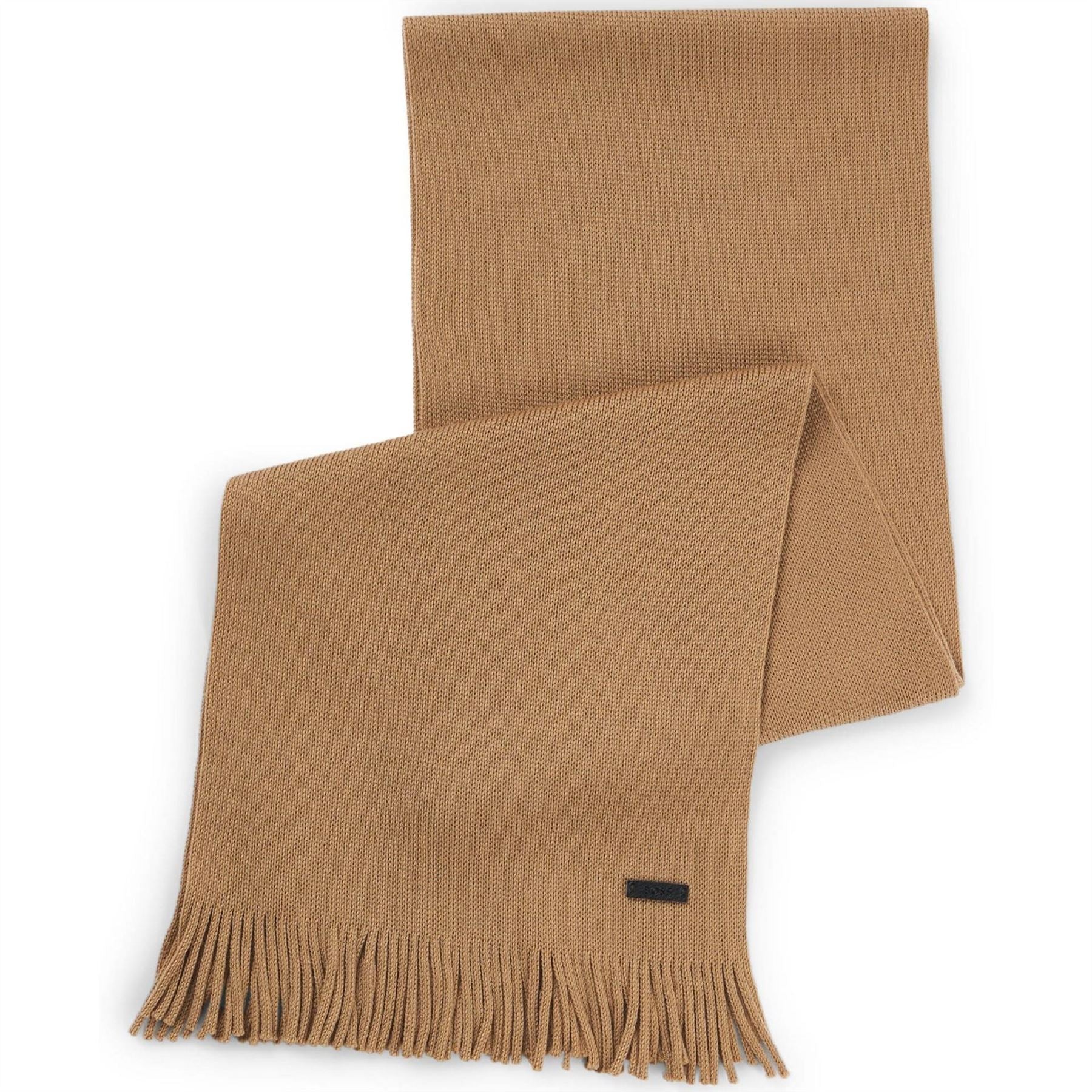 Boss Logo Plaque Scarf In Virgin Wool