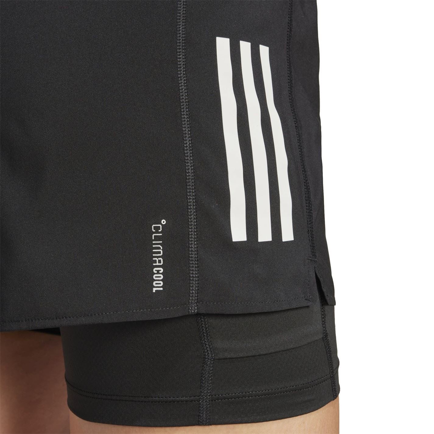 adidas Womens Own The Run 3 Stripes 2 In 1 Shorts