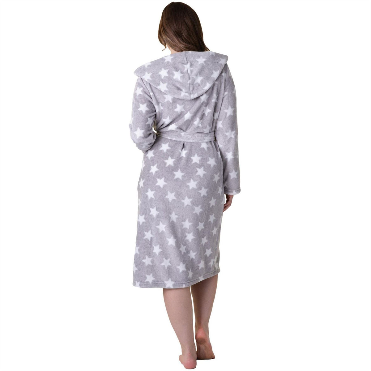 Camille Womens Supersoft Fleece Hooded Calf Length Bathrobe