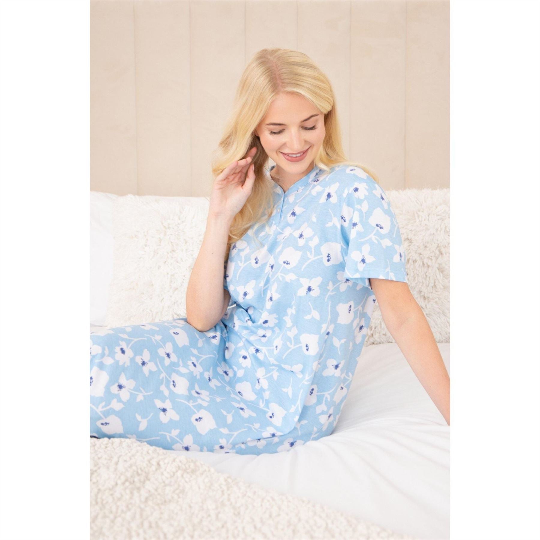 Camille Womens 100 Percent  Organic Cotton Short Sleeve Nightdress