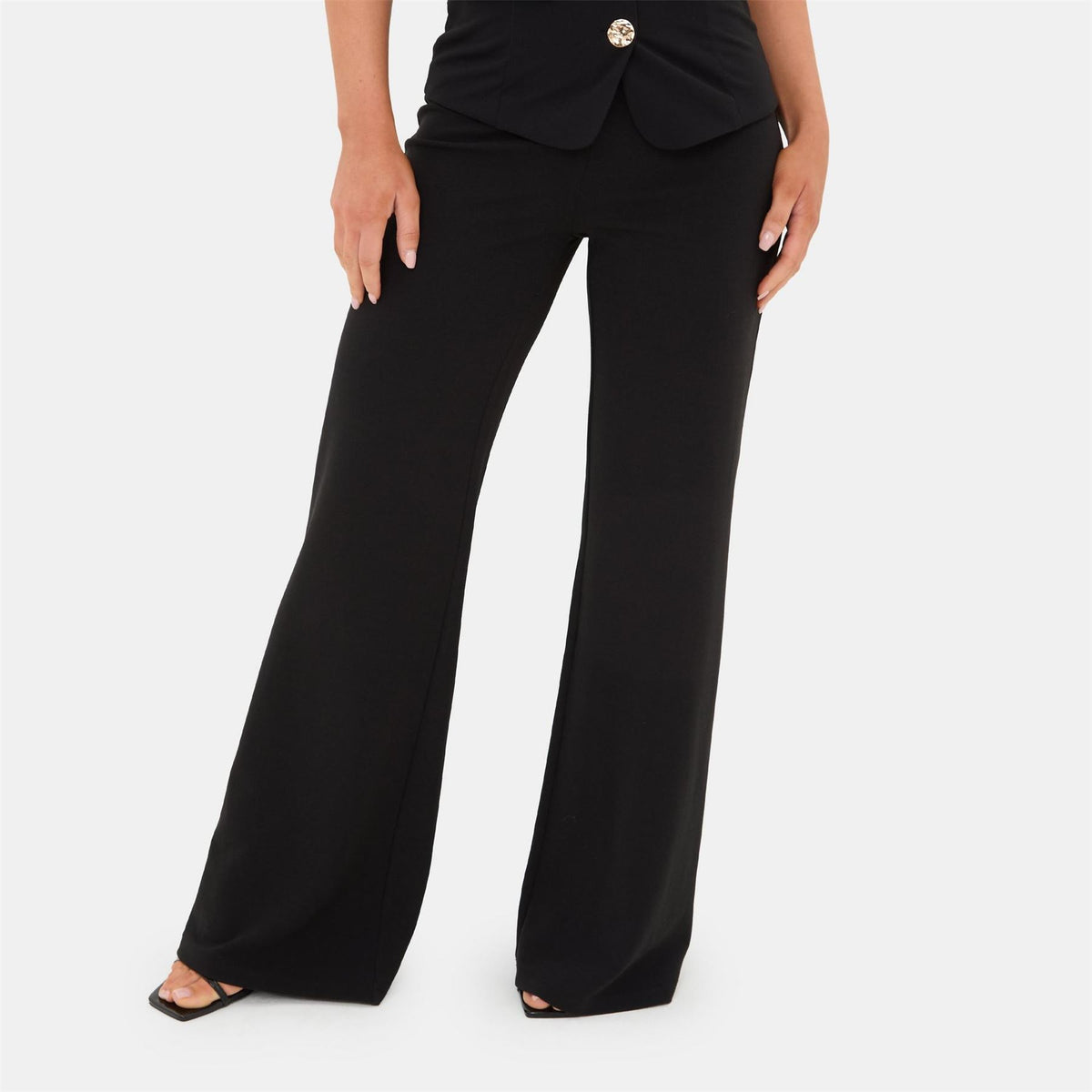 I Saw It First Solid Patterned Wide Leg Open Hem Pants