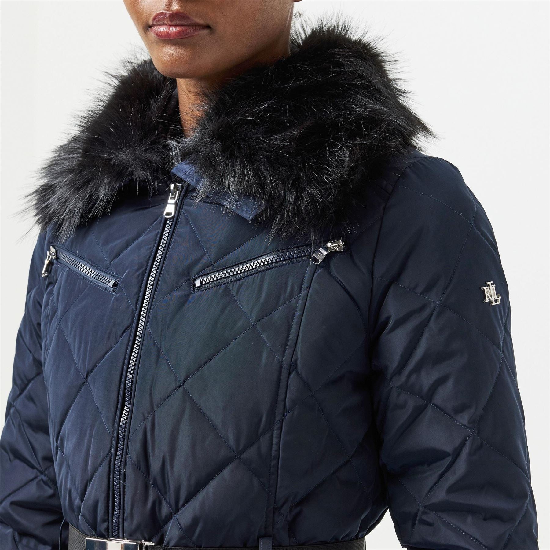 Lauren by Ralph Lauren Real Leather Medium Puffer Jacket