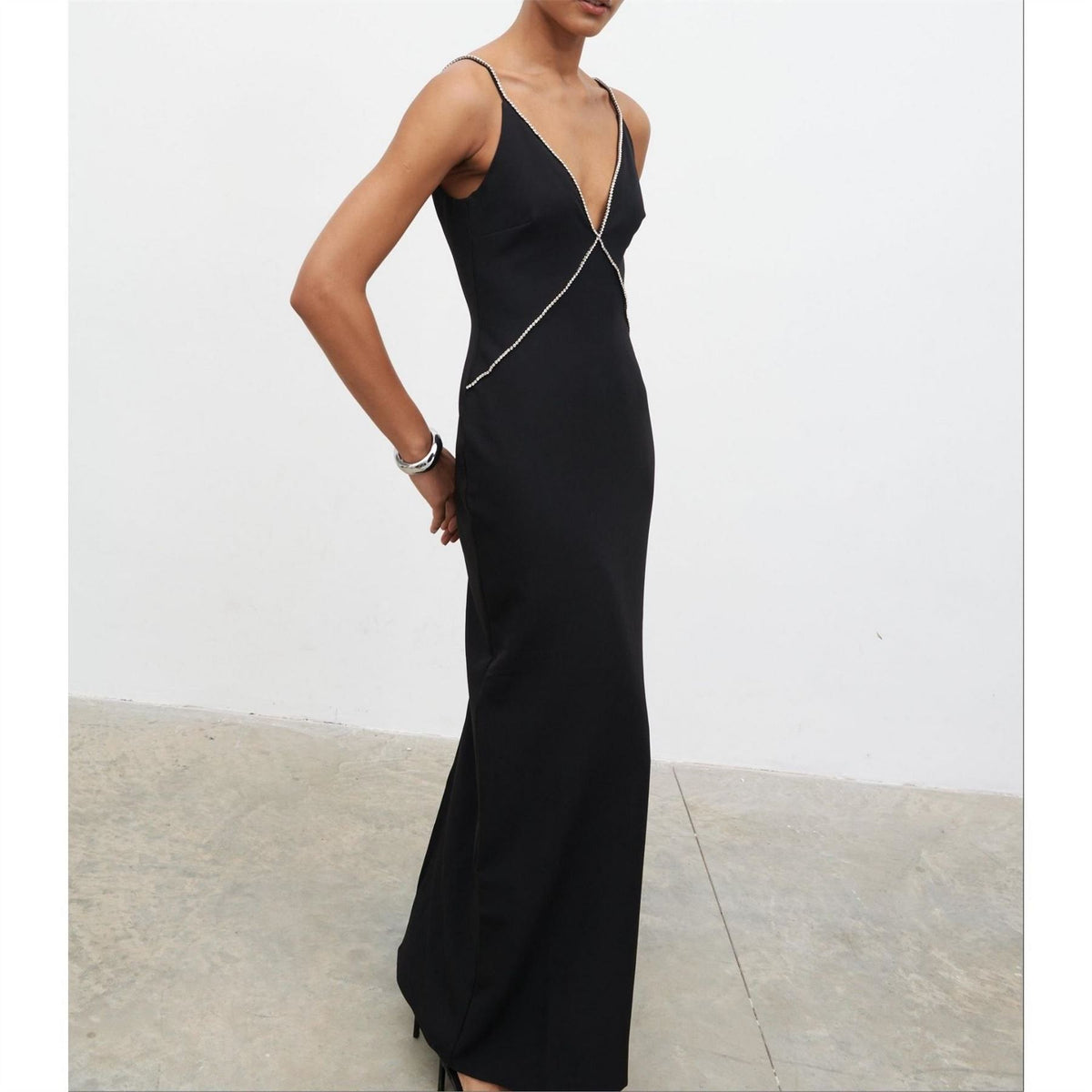 Pretty Lavish Val Plunge Embellished Maxi Dress