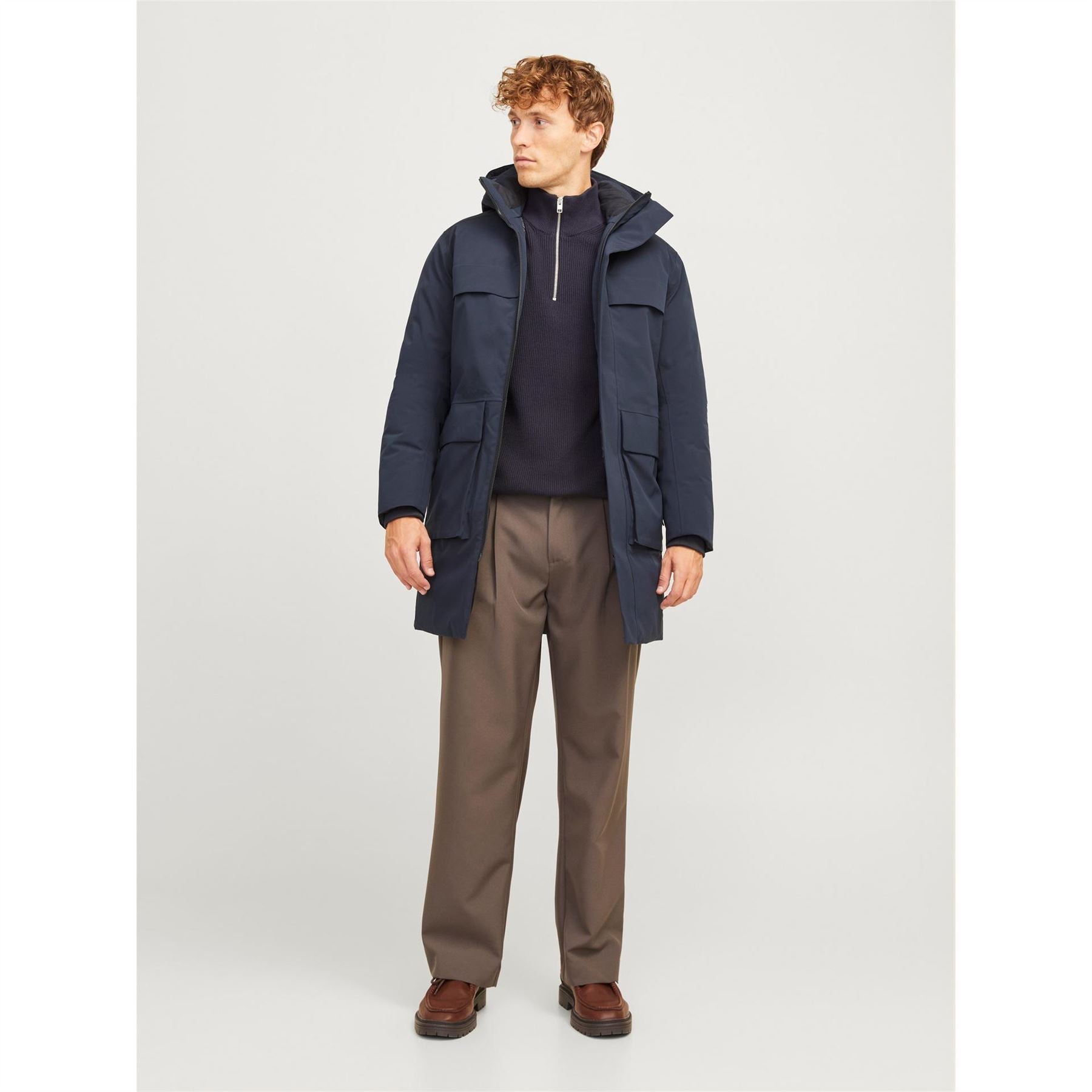 Jack and Jones Wave Hooded Parka Coat with Flap Pocket