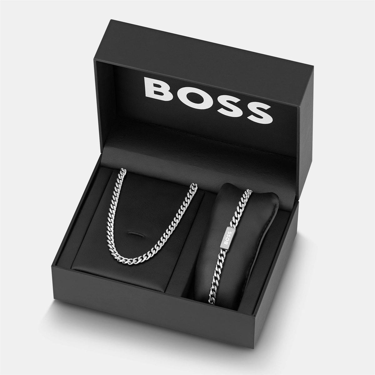 Boss Chain For Him Stainless Steel Necklace  And  Bracelet Gift Set