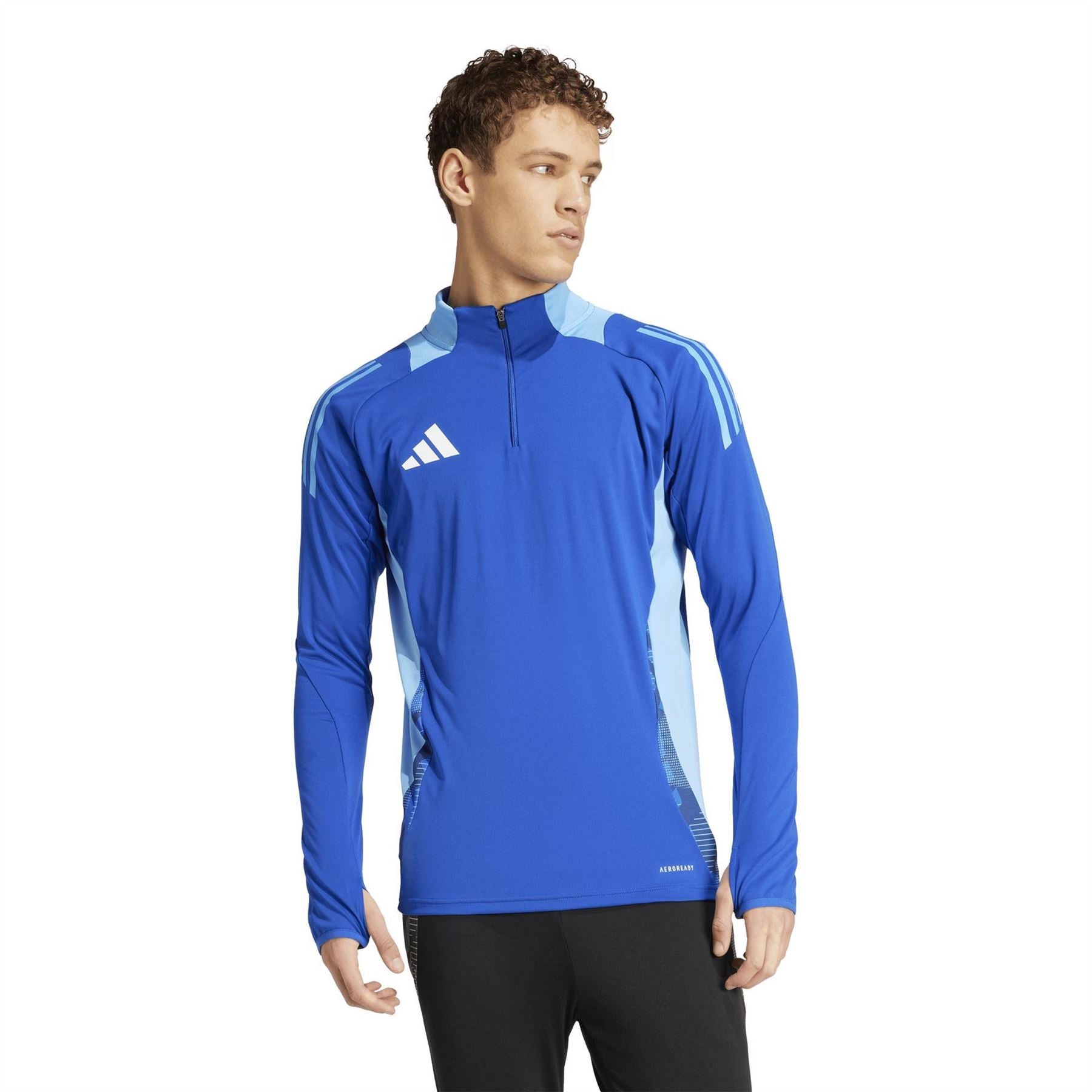 adidas Tiro24 Zip Neck Band Collar Long Sleeve Athletic Top