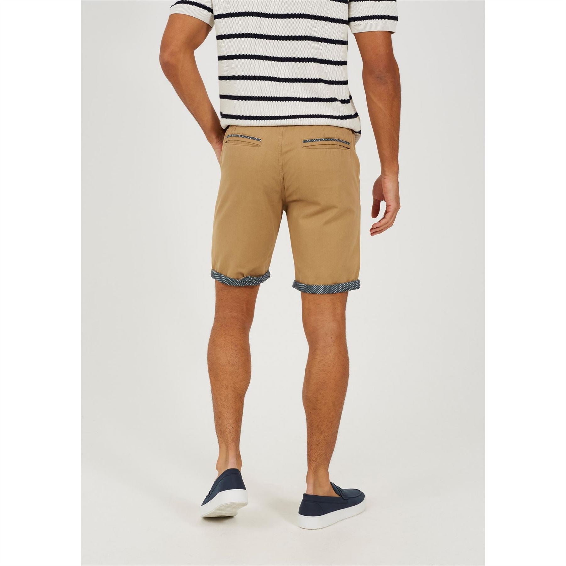Brave Soul Cotton Twill Shorts With Turn Up Hem