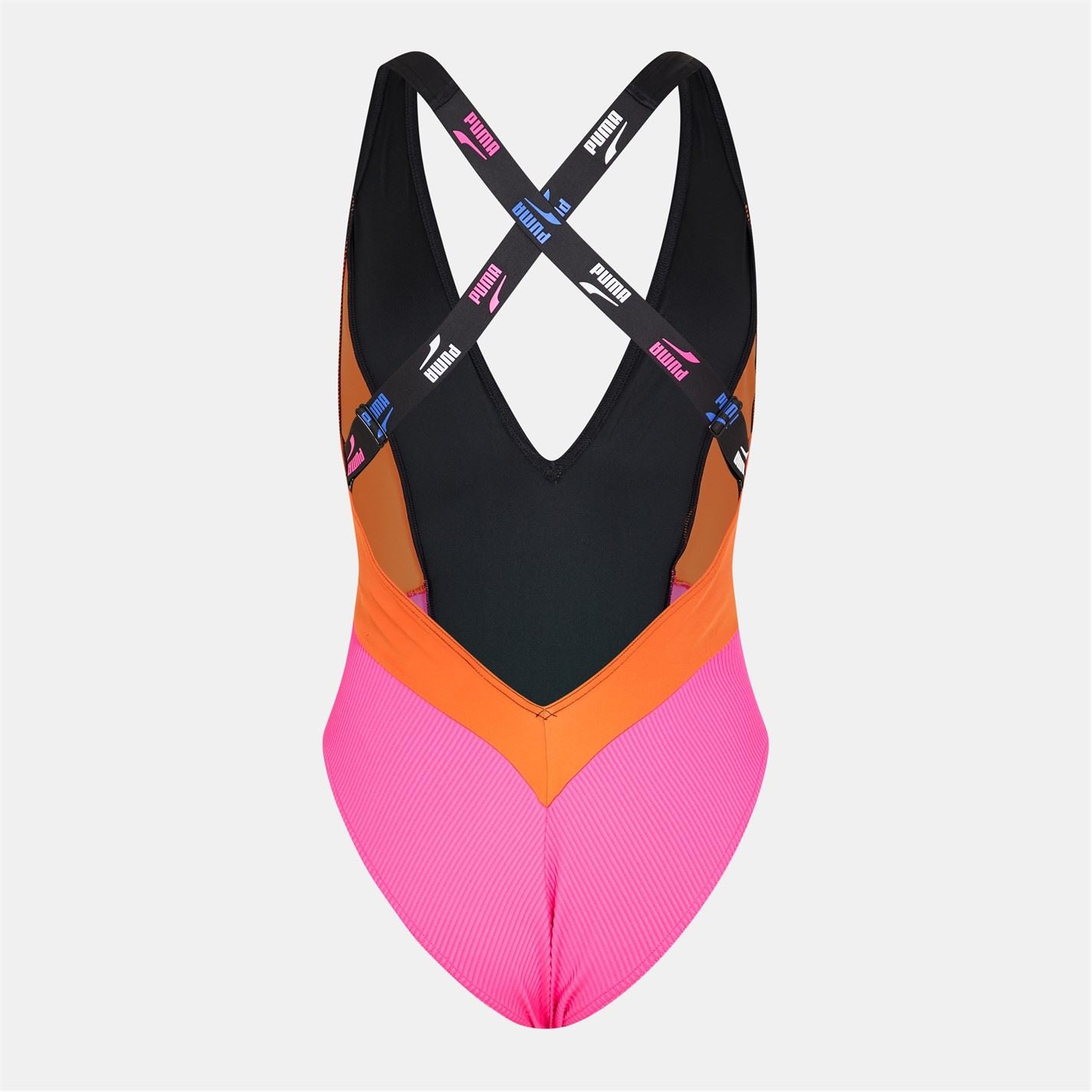 Puma Plunging Neck Color Block Swimsuit