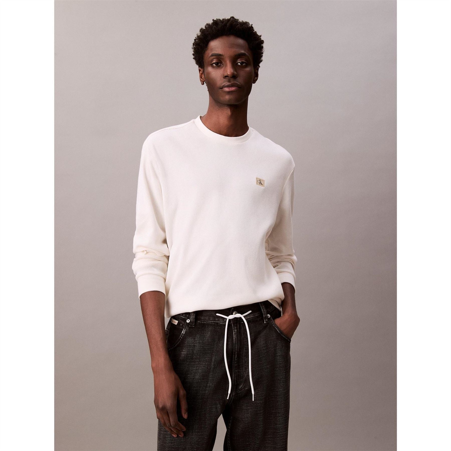 Calvin Klein Jeans Waffle Long Sleeve Crew Neck T-Shirt