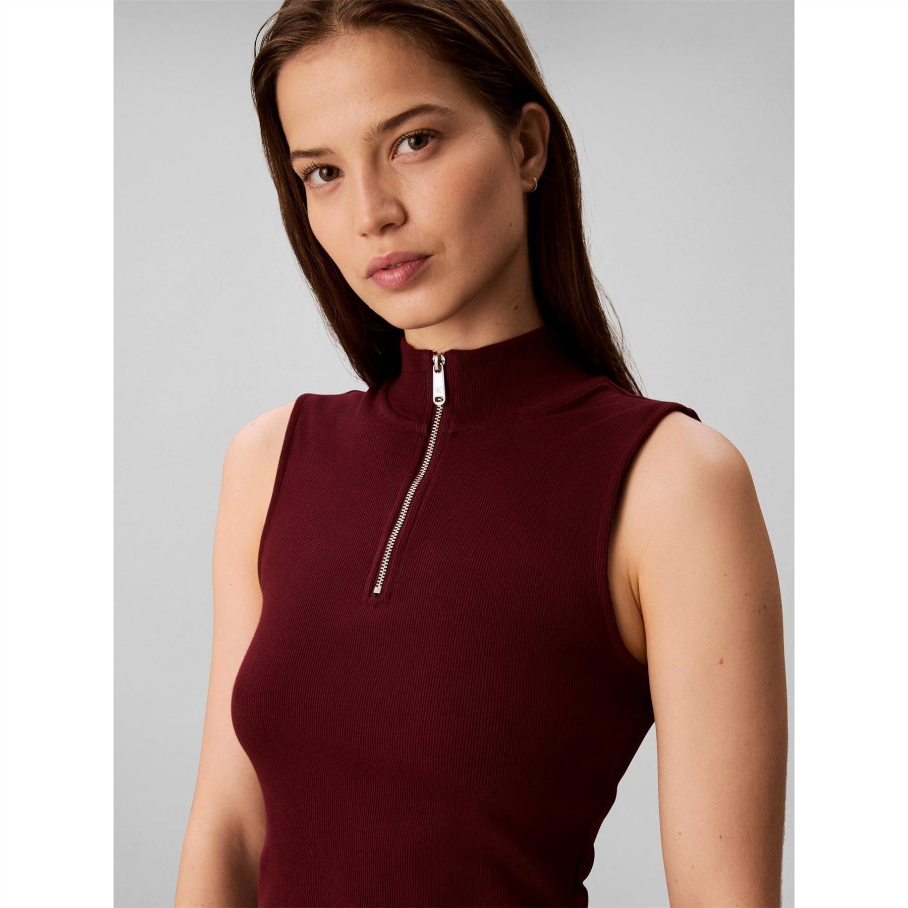 Calvin Klein Jeans Zip Neck Sleeveless Slim Fit Tank