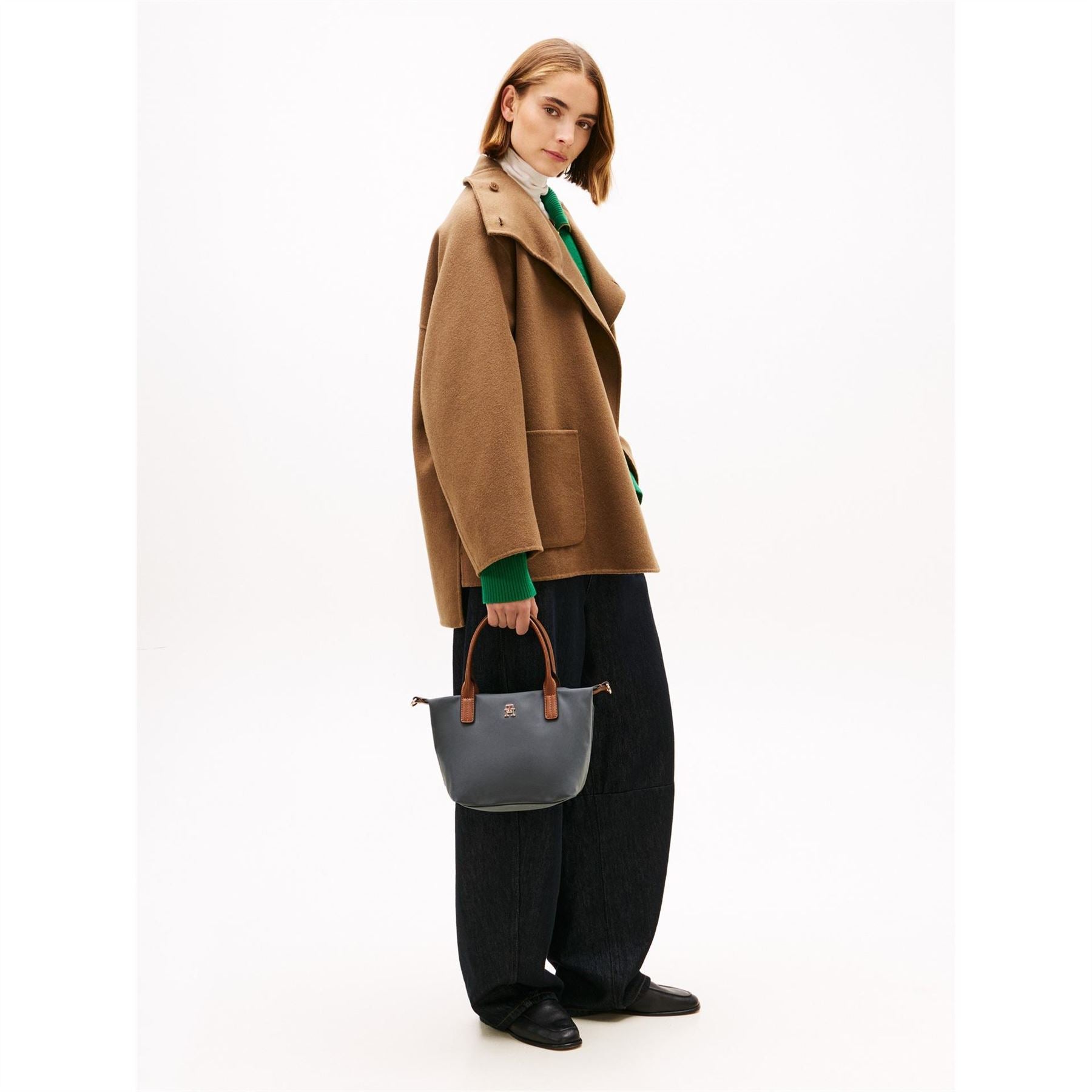 Tommy Hilfiger Popette Mini Trapezoid Tote with Gold Tone Hardware