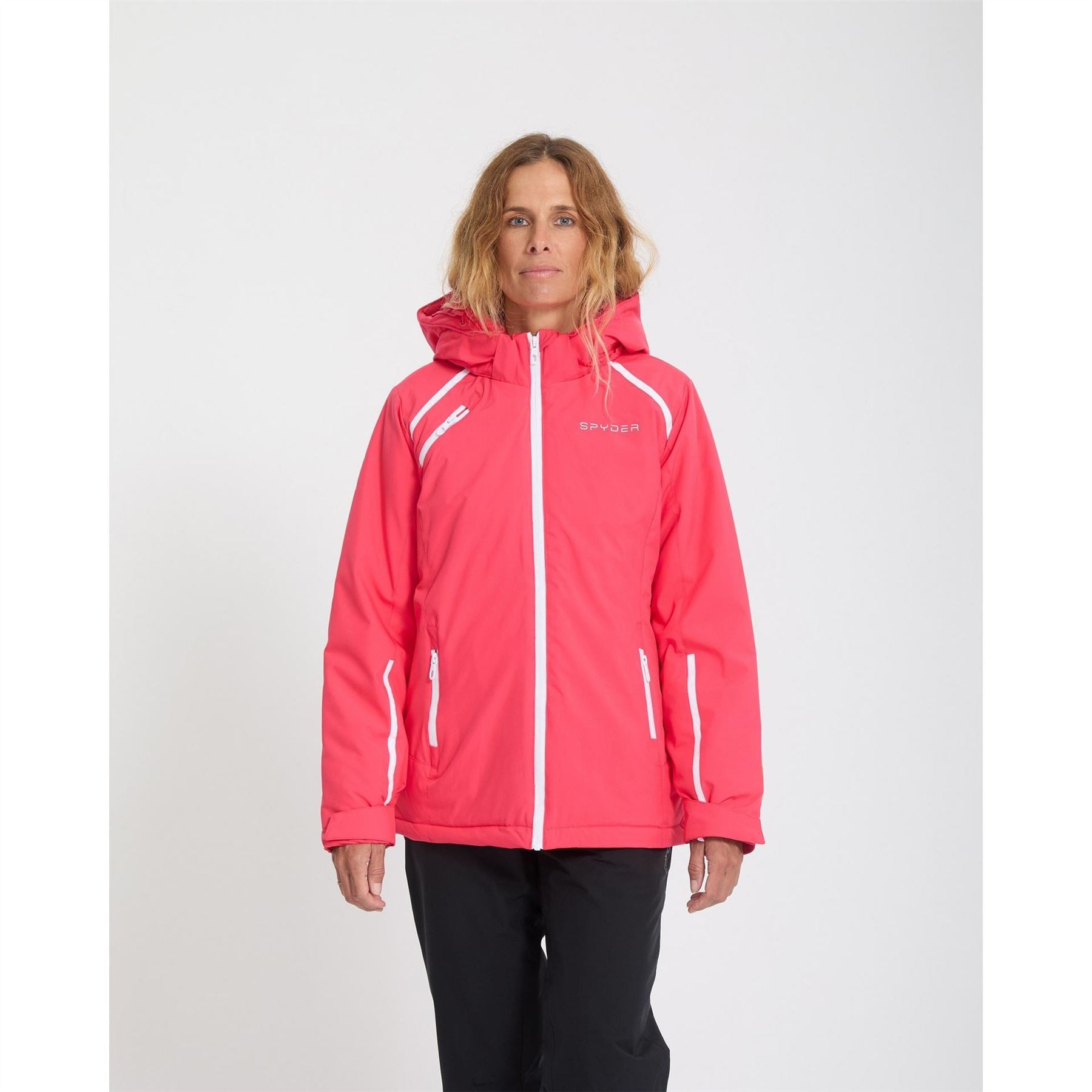 Spyder Solid Patterned Hooded Ski Jacket